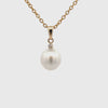 18K Yellow Gold Australian South Sea 9-10mm Cultured Pearl and Diamond Pendant