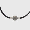 9K White Gold Tahitian 12-13mm Cultured Pearl Neoprene Necklace