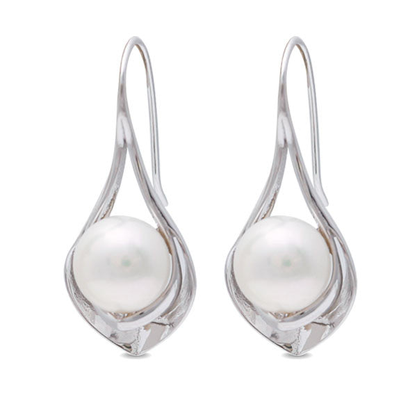 Sterling Argento Perla d'acqua dolce 9,5-10 mm Orecchini