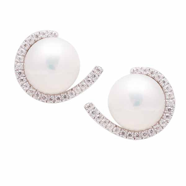 Sterling Argento Acqua Dolce Perla & Cubica irconia 7-8 mm Orecchini