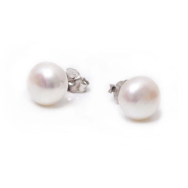 Sterling Silver Freshwater Pearl 10-10.5 mm Orecchini Stud