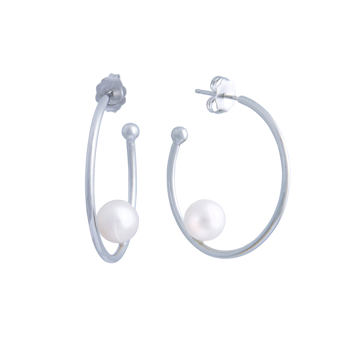 Orecchini a cerchio in argento sterling con perle d'acqua dolce da 7 a 8 mm