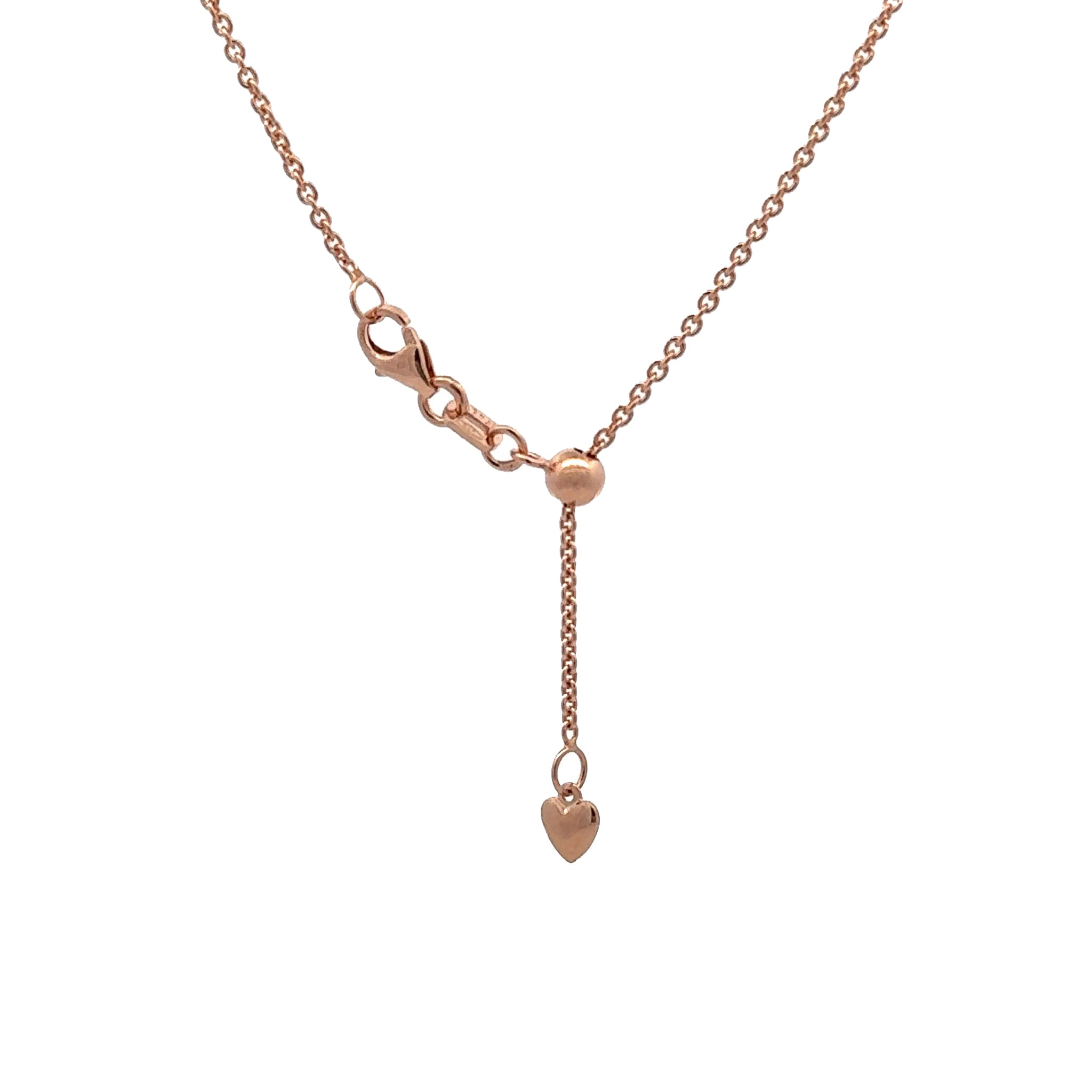 9K Rose Gold Polished 58cm Adjustable Cable Chain 1.4mm