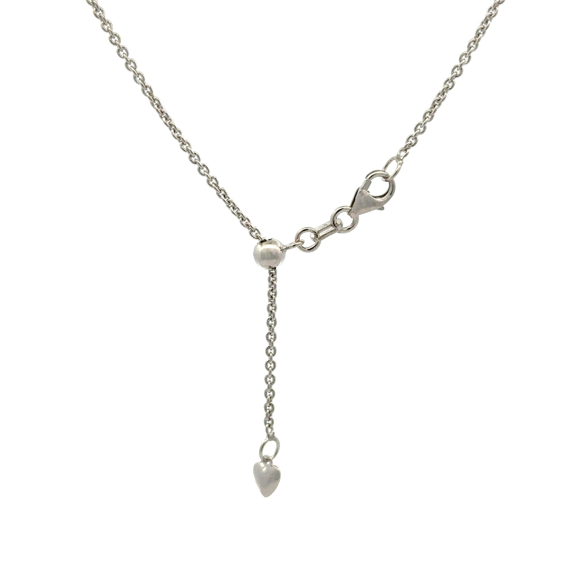 9K White Gold Polished 58cm Adjustable Cable Chain 1.4mm