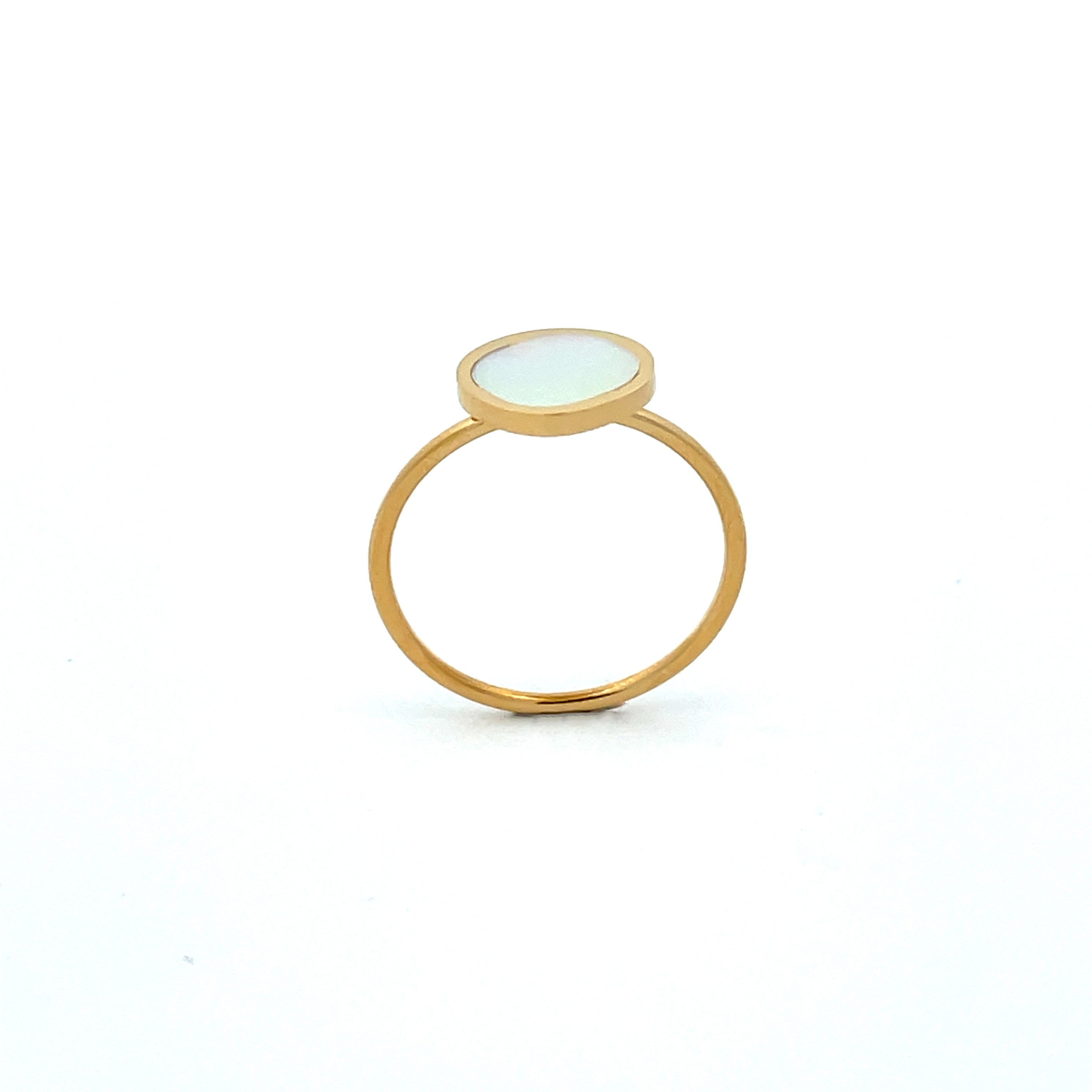 Gold Plated Stainless Steel White Mother Of Pearl Ring