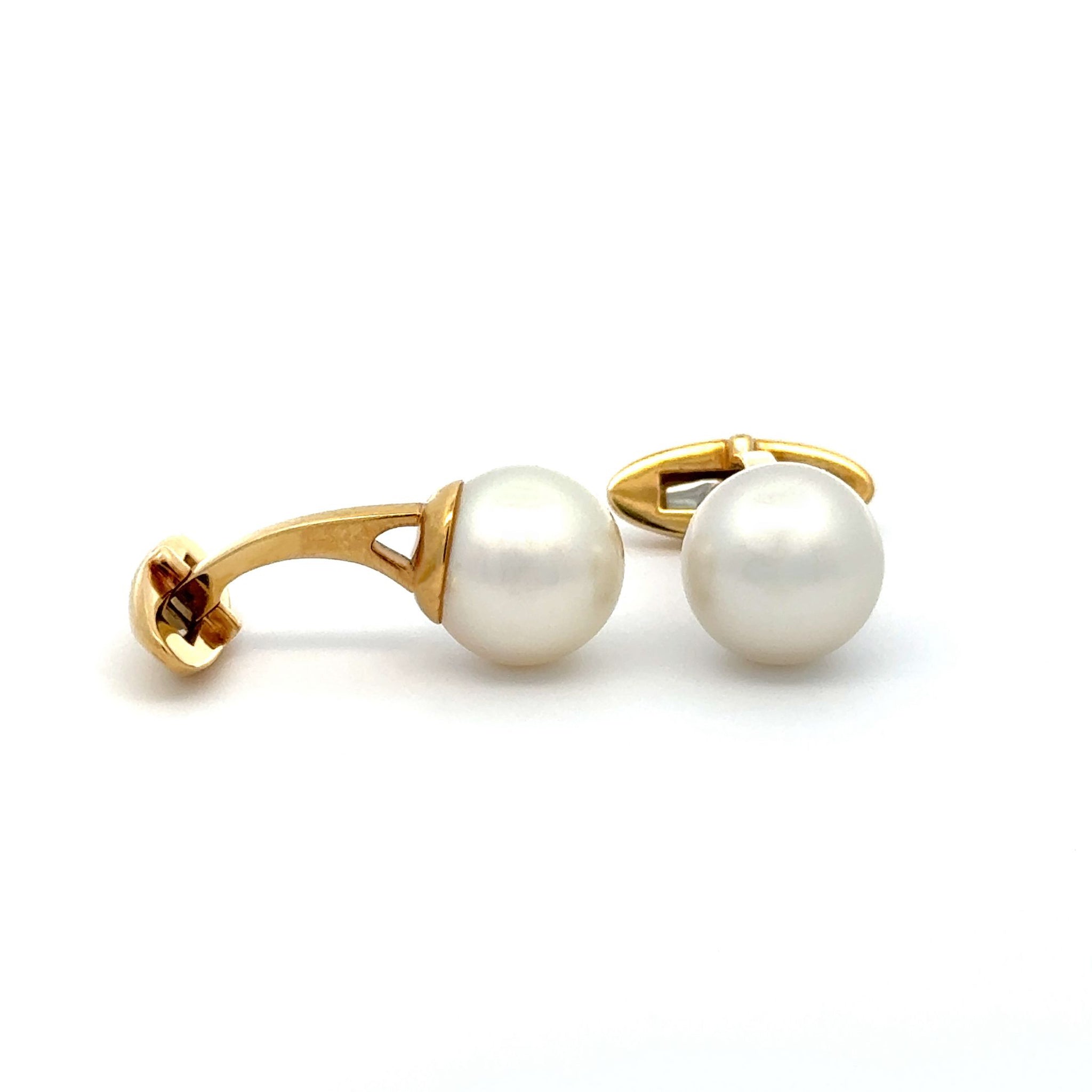 18K Yellow Gold Australian South Sea Cultured 11-12 mm Pearl Cufflinks