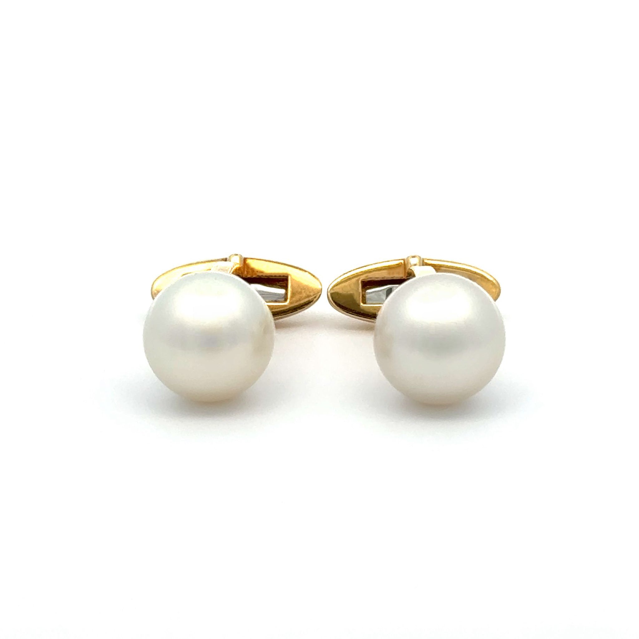 18K Yellow Gold Australian South Sea Cultured 11-12 mm Pearl Cufflinks