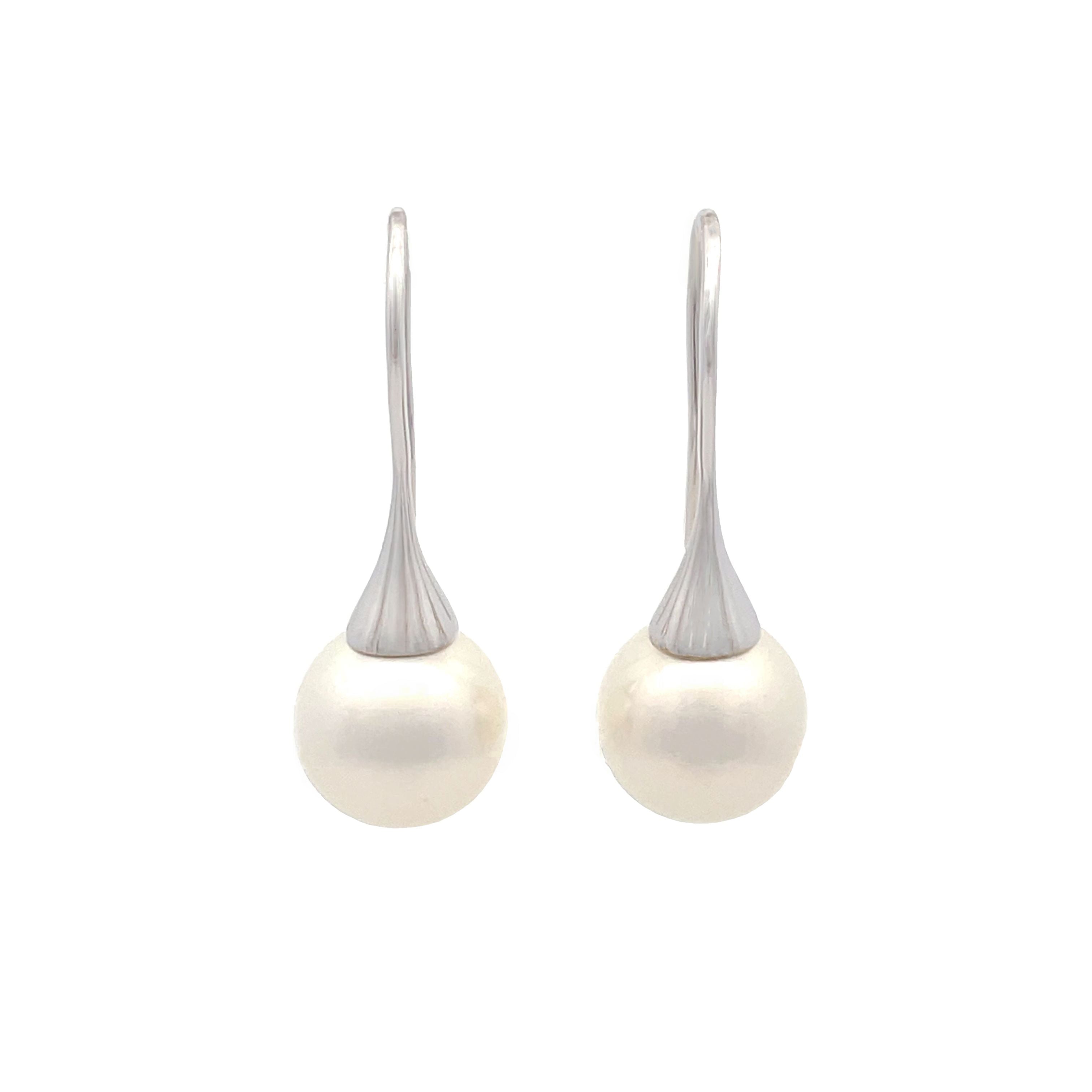 Sterling Silver Australian South Sea Cultured 12-13mm Pearl Hook Earrings