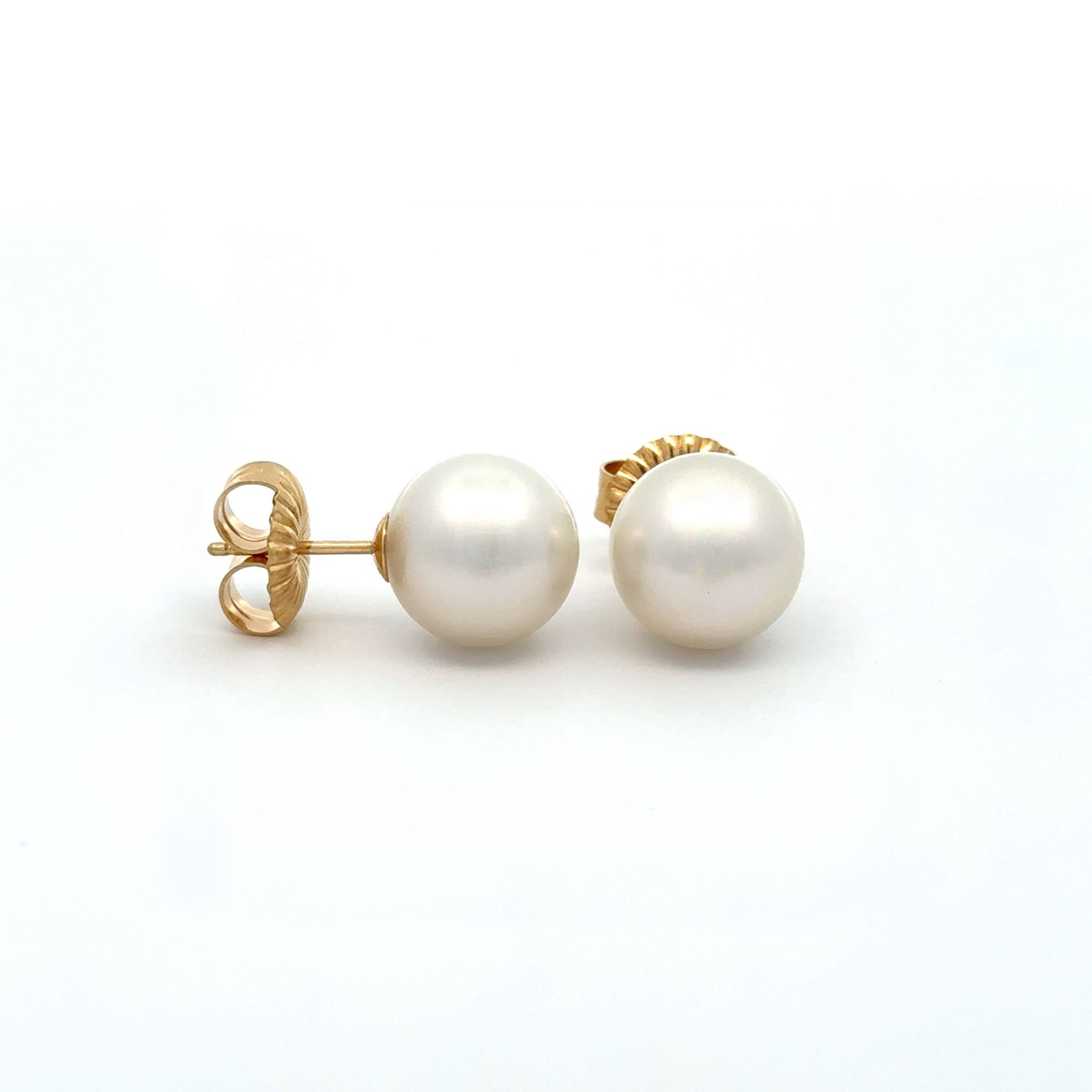 18K Yellow Gold Australian South Sea 11-12mm Cultured Pearl Stud Earrings