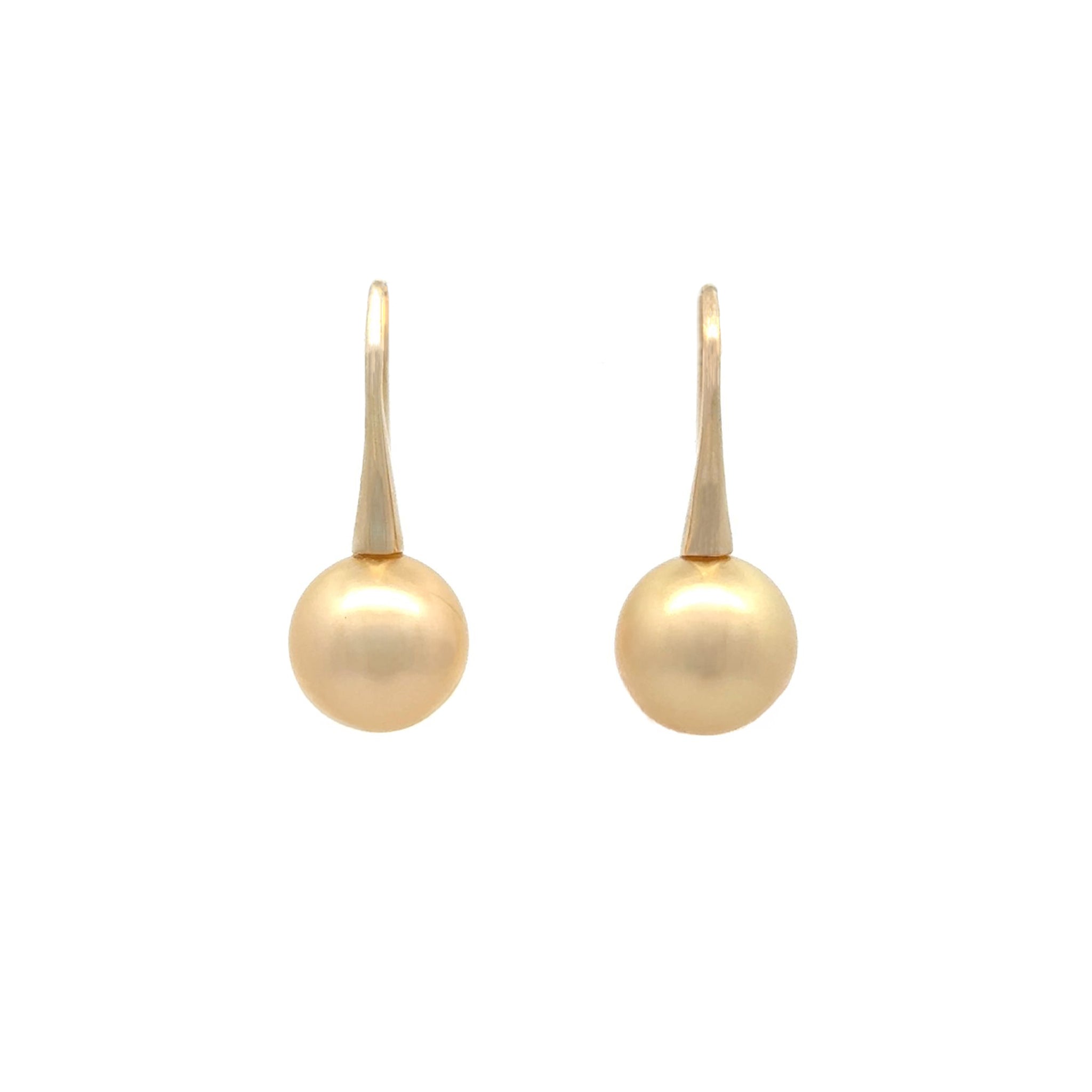 9K Yellow Gold South Sea 9-10mm Cultured Pearl Hook Earrings