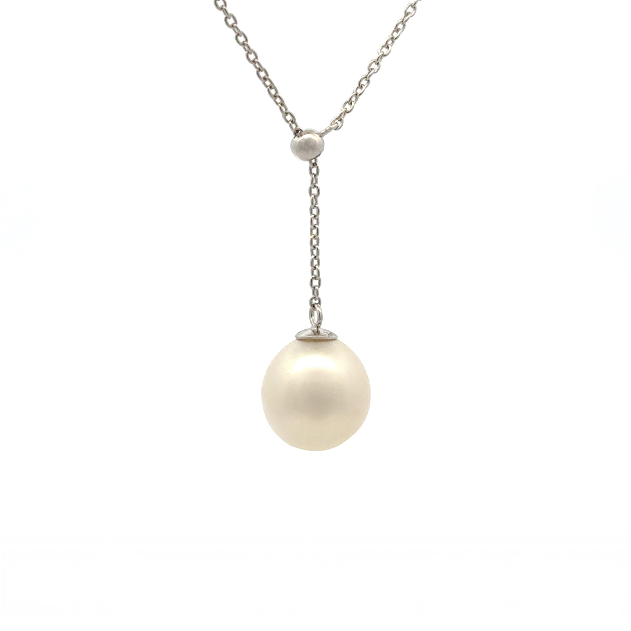 Sterling Silver Australian South Sea 10-11mm Cultured Pearl Adjustable Slider Necklace