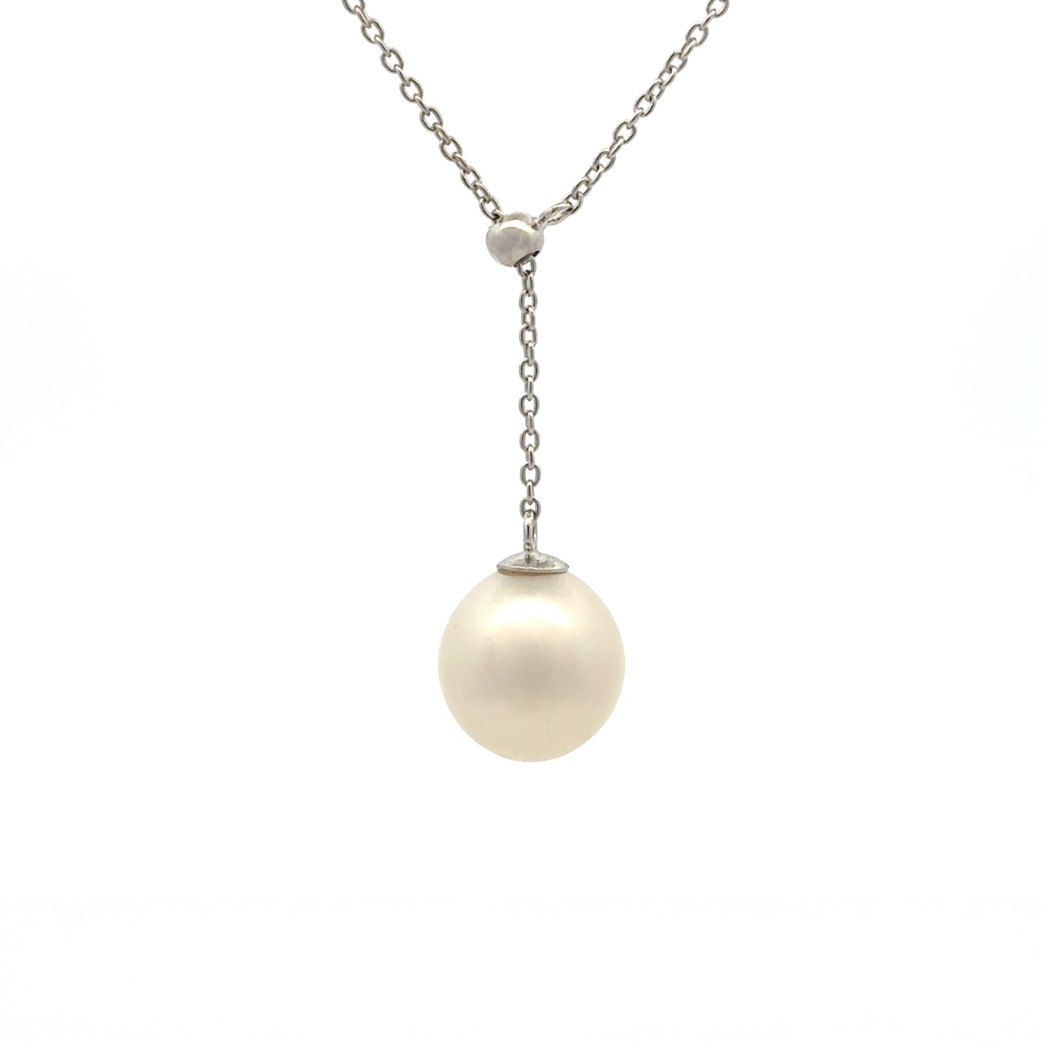 Sterling Silver Australian South Sea 10-11mm Cultured Pearl Adjustable Slider Necklace