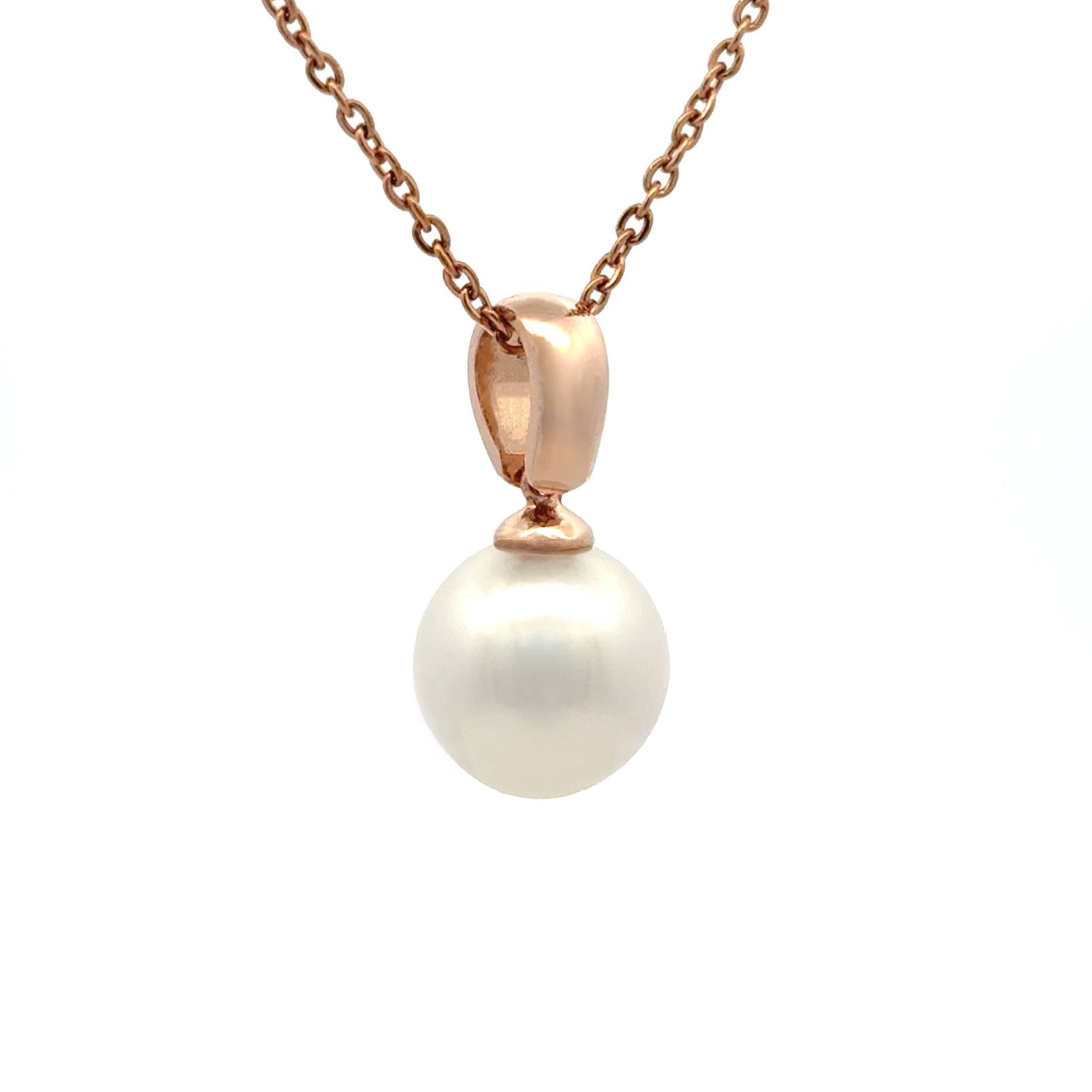 9K Rose Gold Australian South Sea Cultured 11 - 12 mm Pearl Pendant