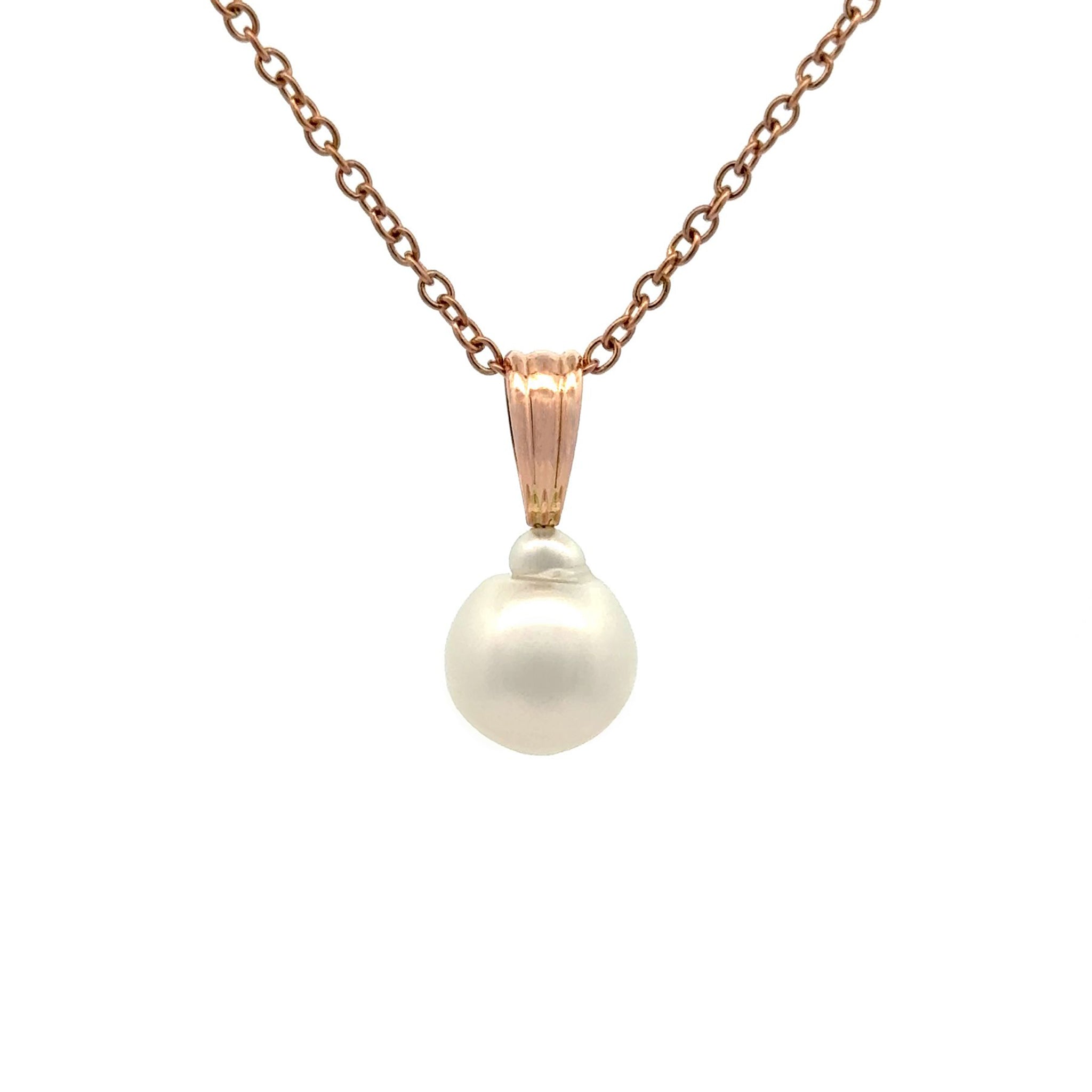 9K Rose Gold Australian South Sea Cultured 9-10mm Pearl Pendant