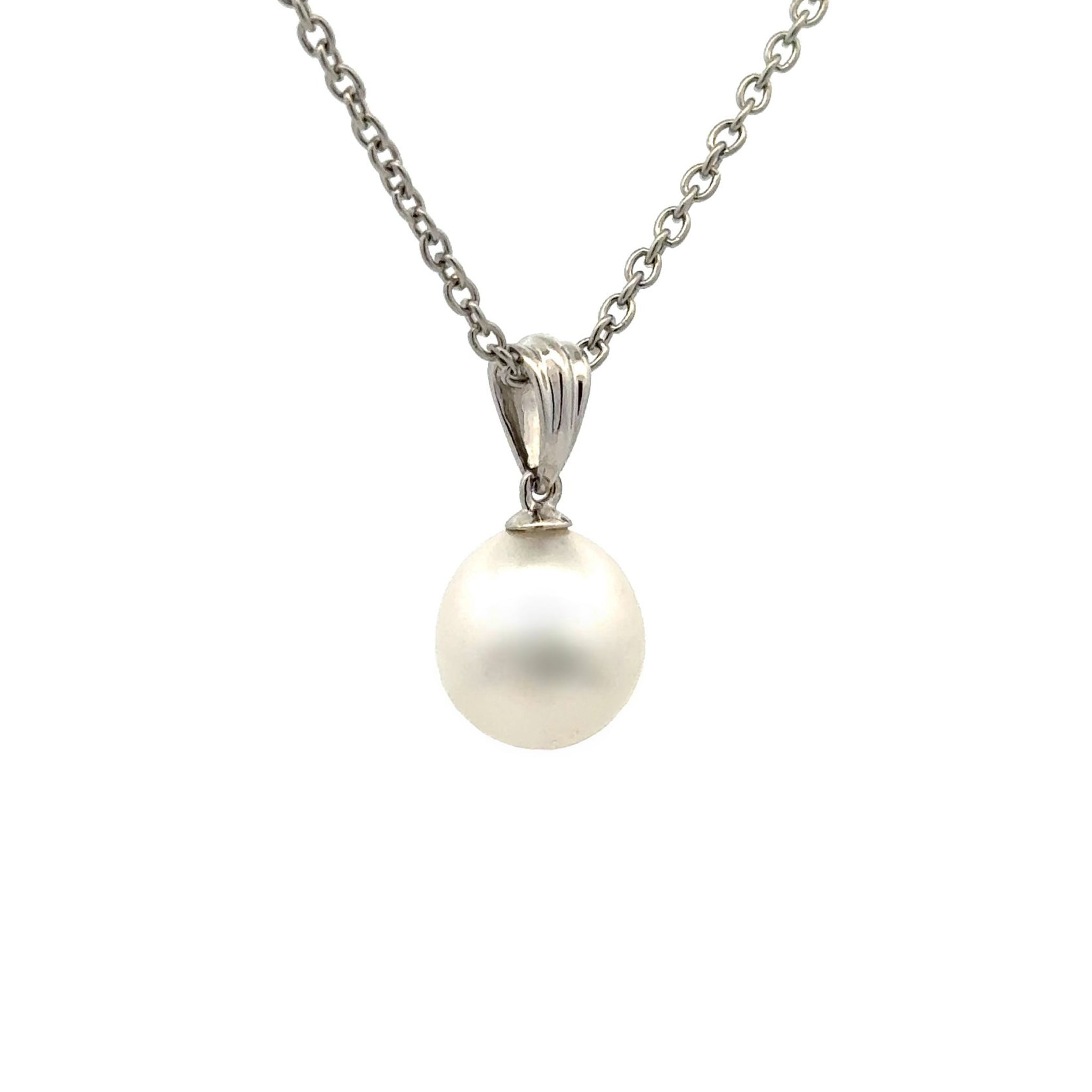 9K White Gold Australian South Sea Cultured 9-10mm Pearl Pendant