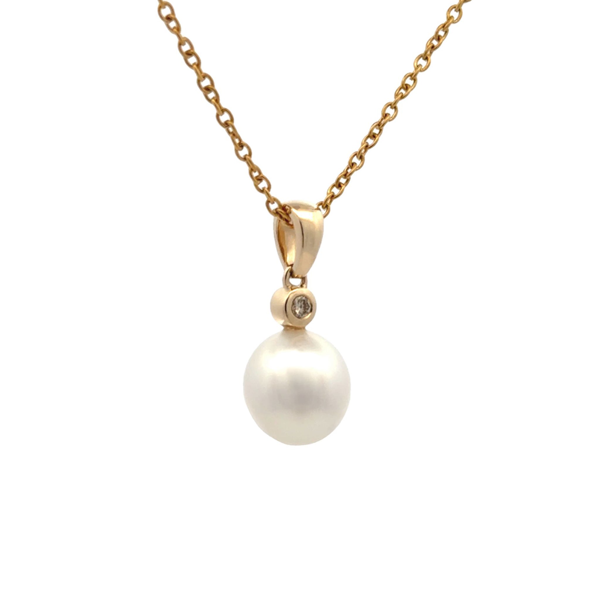 9K Yellow Gold Australian South Sea 10-11mm Cultured Pearl and Argyle Diamond Pendant