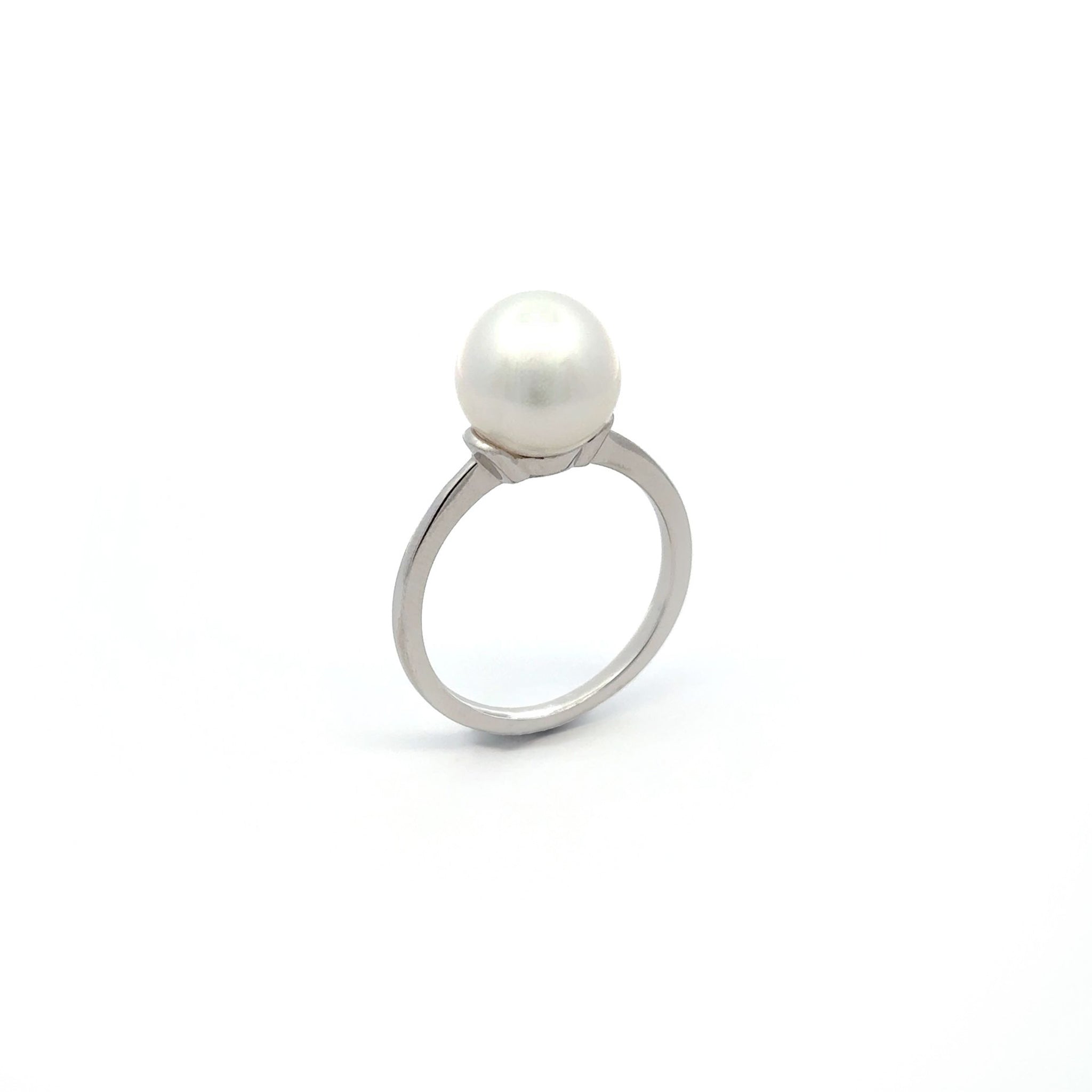 18K White Gold Australian South Sea 10-11mm Cultured Pearl Ring Size O 1/2. 