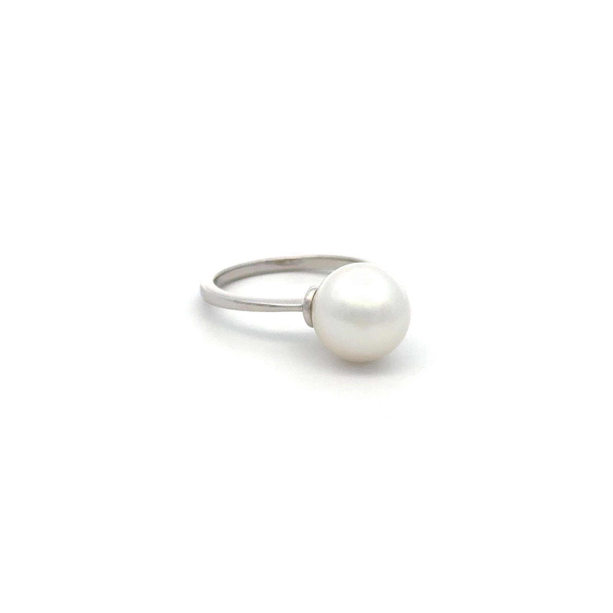 18K White Gold Australian South Sea 10-11mm Cultured Pearl Ring Size O 1/2. 