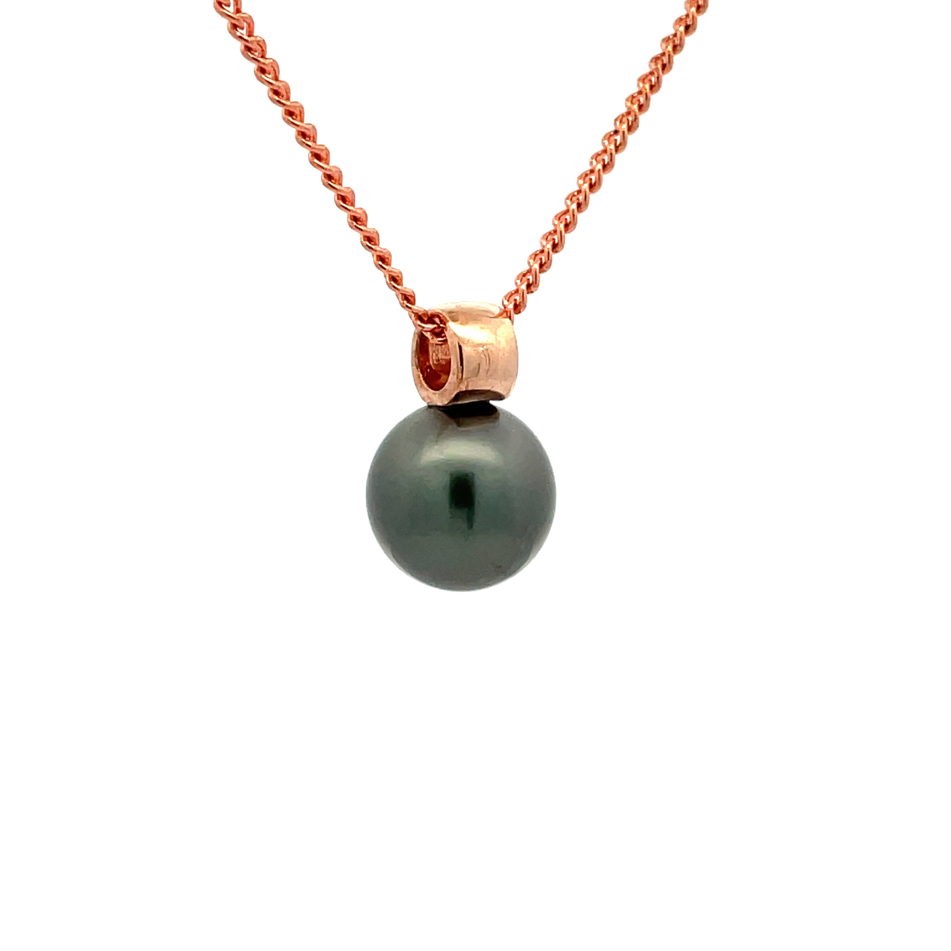 9K Rose Gold Tahitian Cultured 9 - 10 mm Pearl Pendant