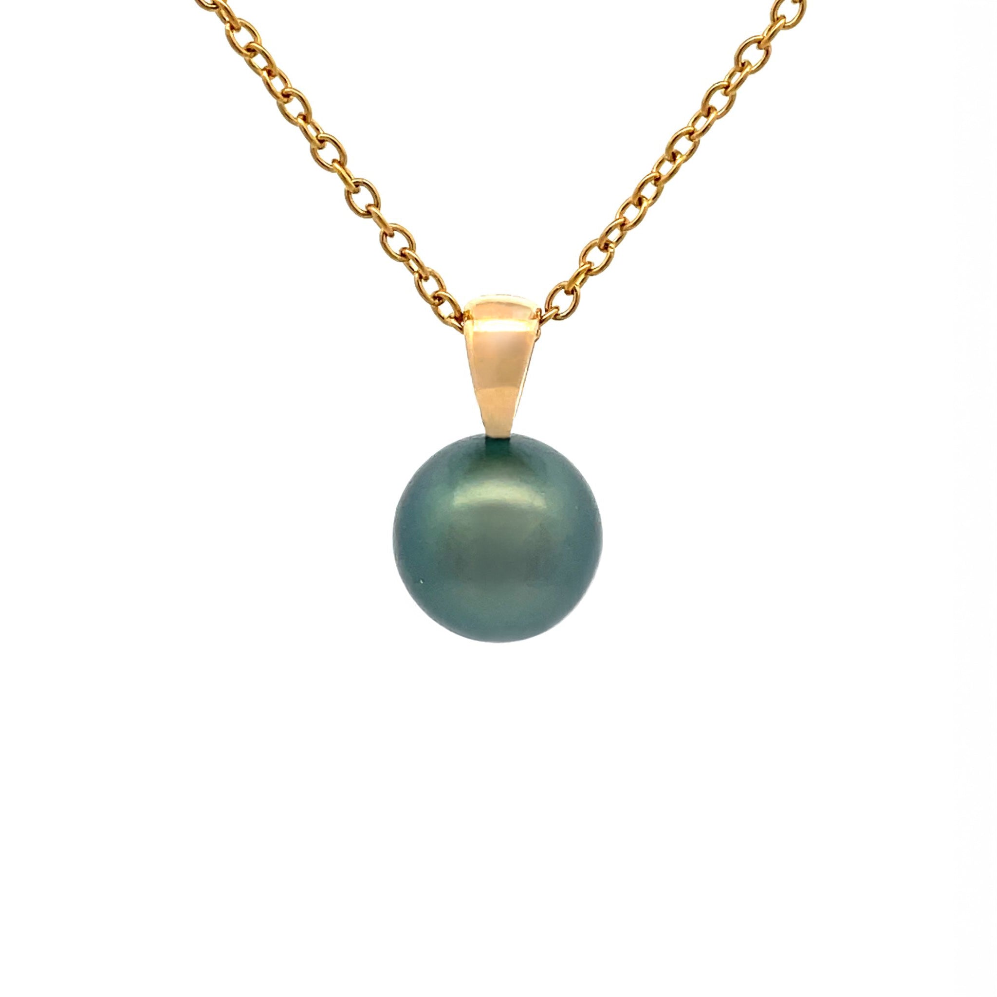 18K Yellow Gold Tahitian Cultured 10-11 mm Pearl Pendant