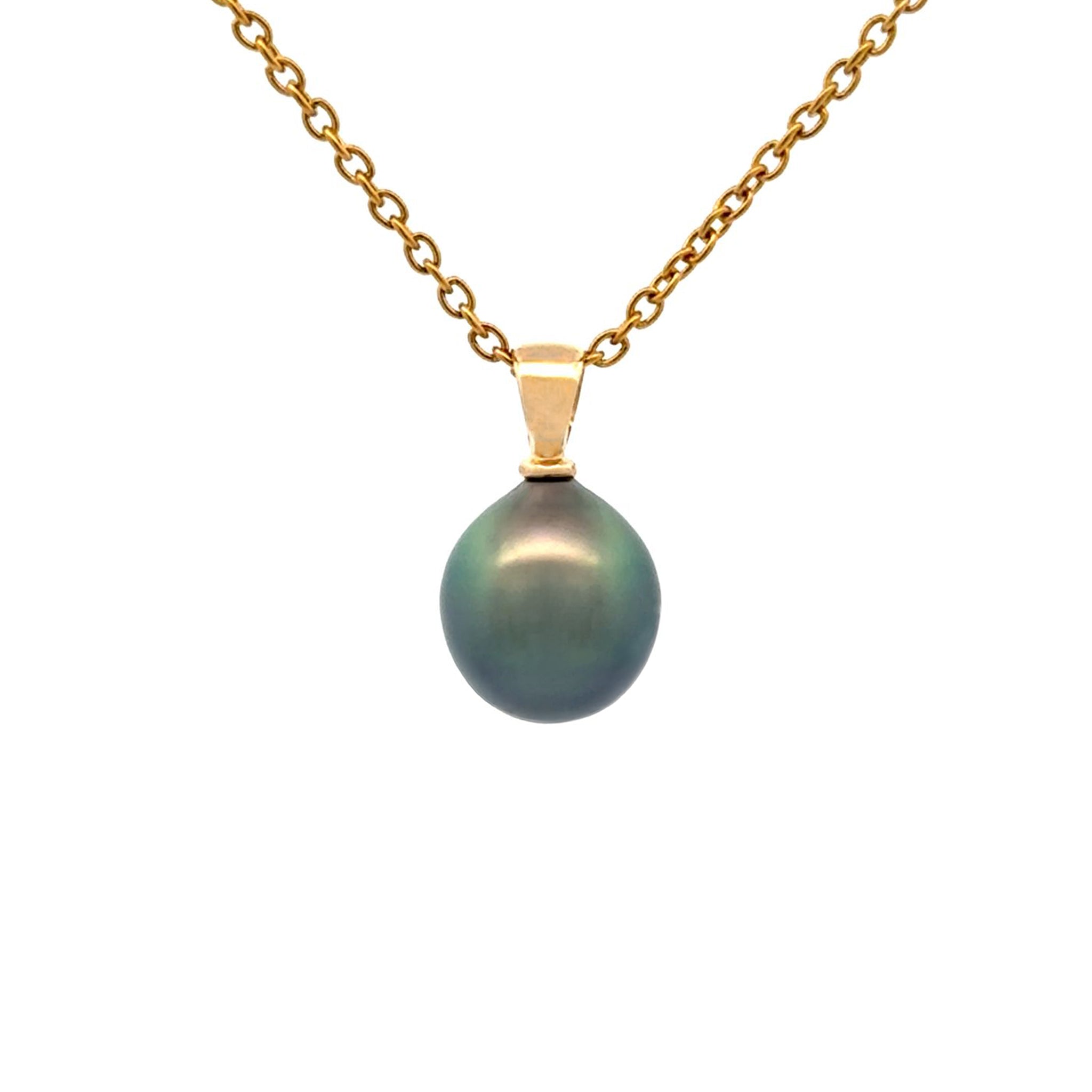 18K Yellow Gold Tahitian 9-10 mm Cultured Pearl Pendant