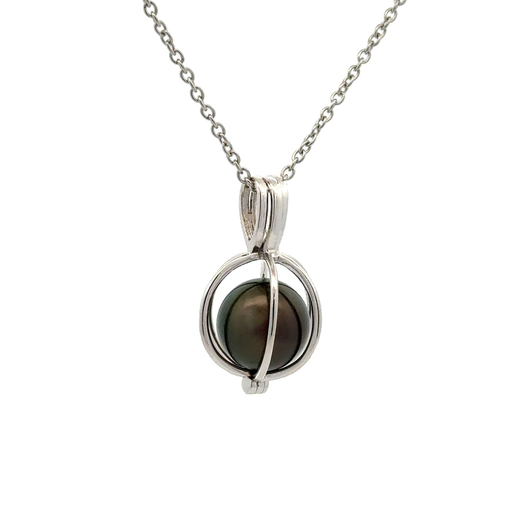 Sterling Silver Tahitian Cultured Pearl Cage Pendant (price is for pendant only)