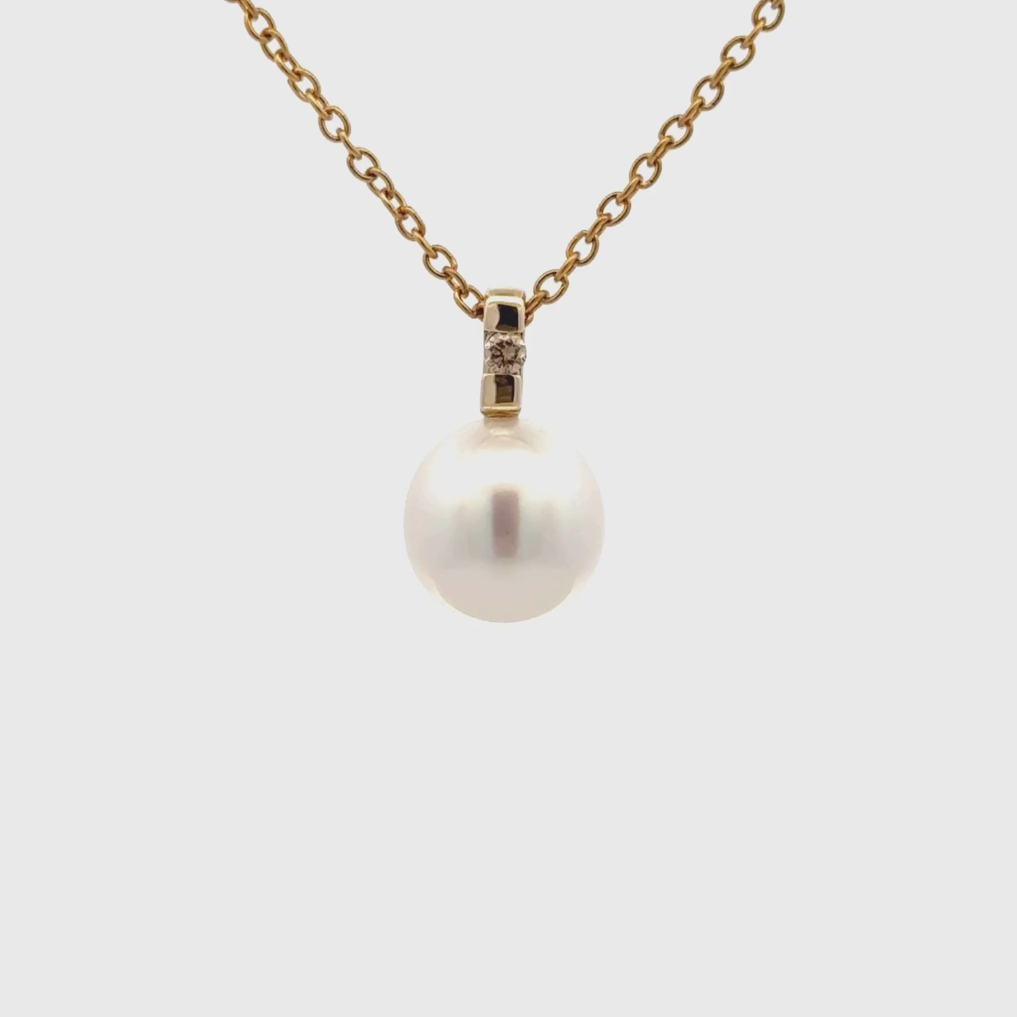 9K Yellow Gold Australian South Sea 10-11mm Cultured Pearl and Argyle Diamond Pendant