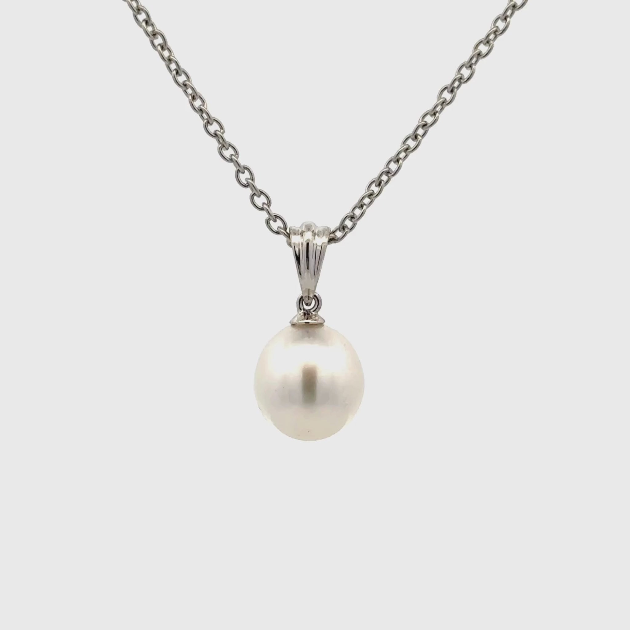 9K White Gold Australian South Sea Cultured 9-10mm Pearl Pendant