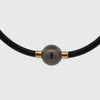 9K Yellow Gold Tahitian Cultured 13-14mm Neoprene Necklace