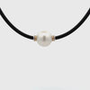 Sterling Silver &amp; 9K Yellow Gold Australian South Sea Cultured 14-15 mm Pearl Neoprene Necklace - 3mm