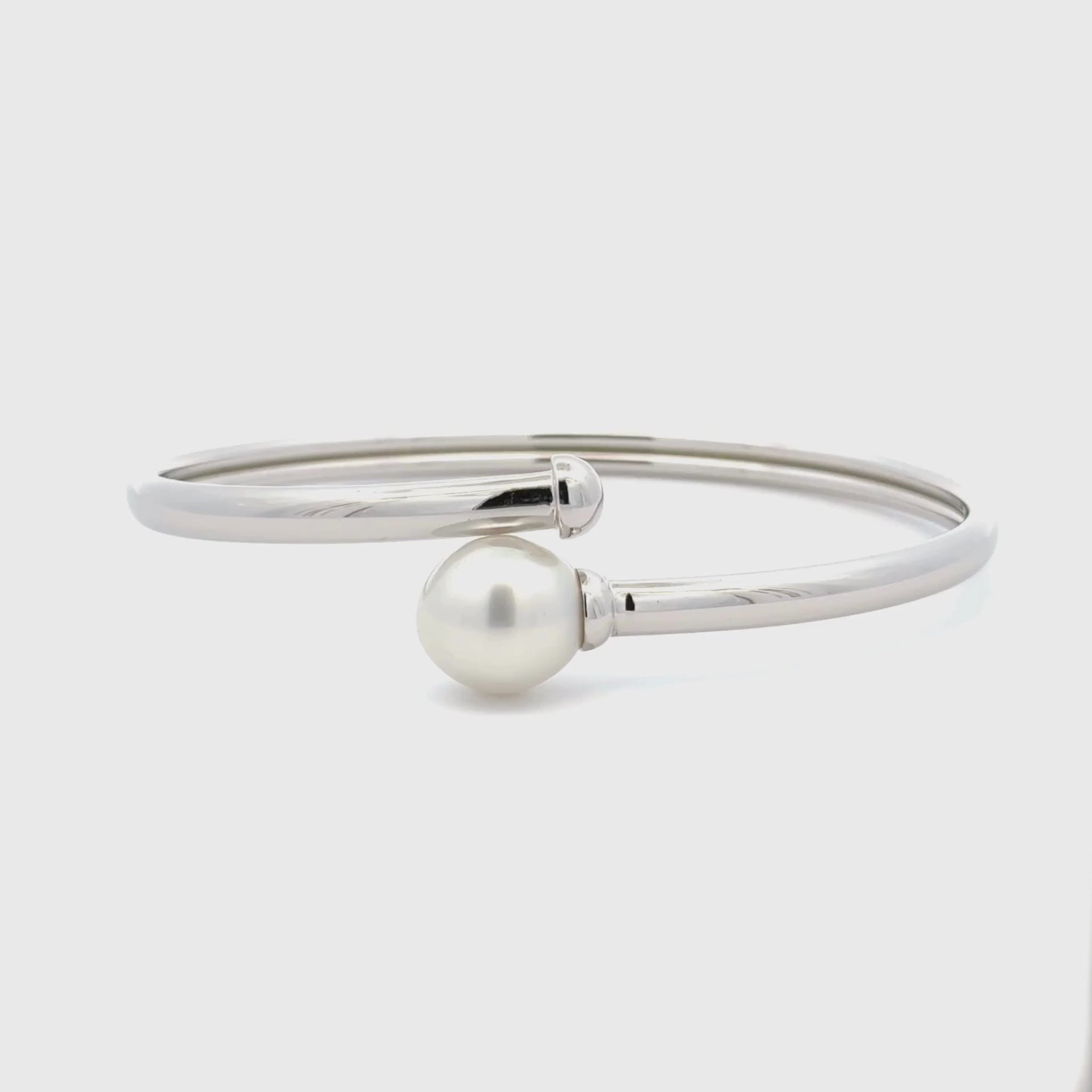 Sterling Silver Australian South Sea 10-11 mm Pearl Bangle - 60mm