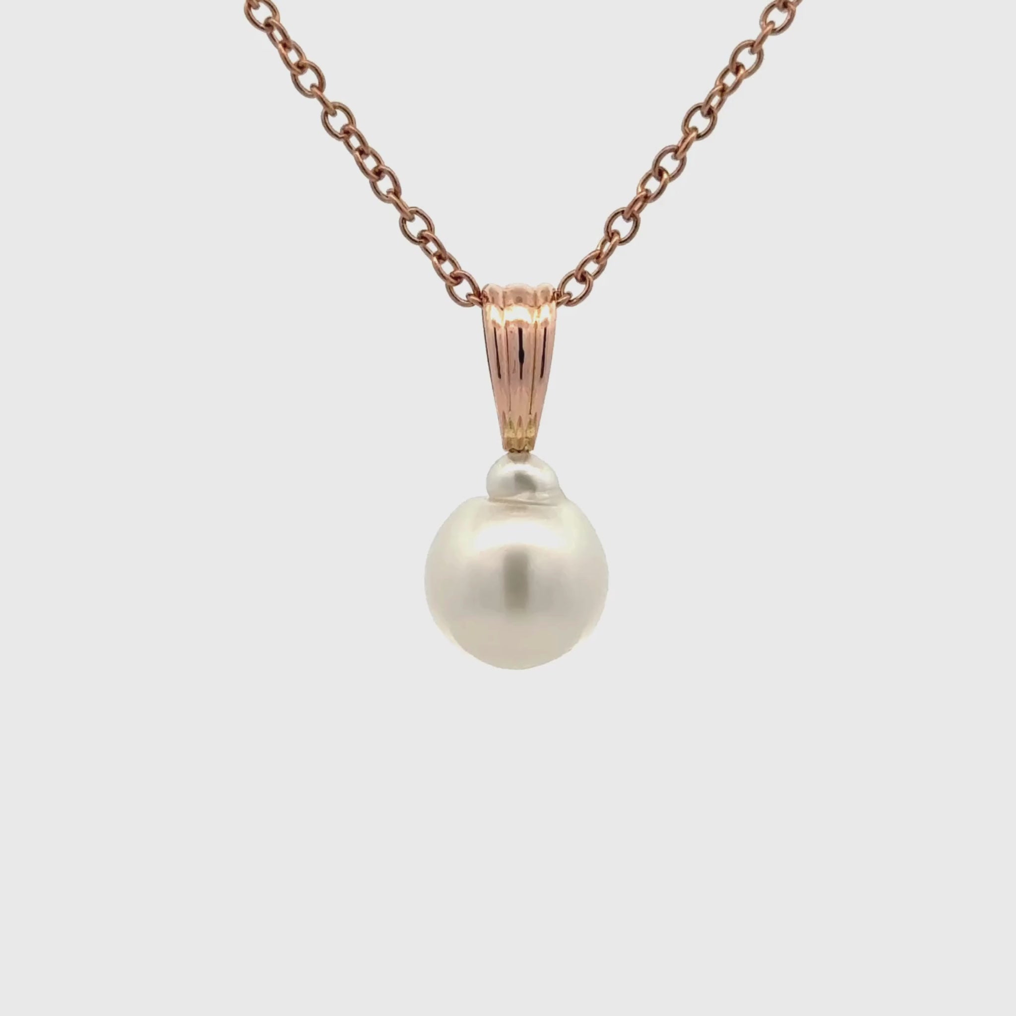 9K Rose Gold Australian South Sea Cultured 9-10mm Pearl Pendant