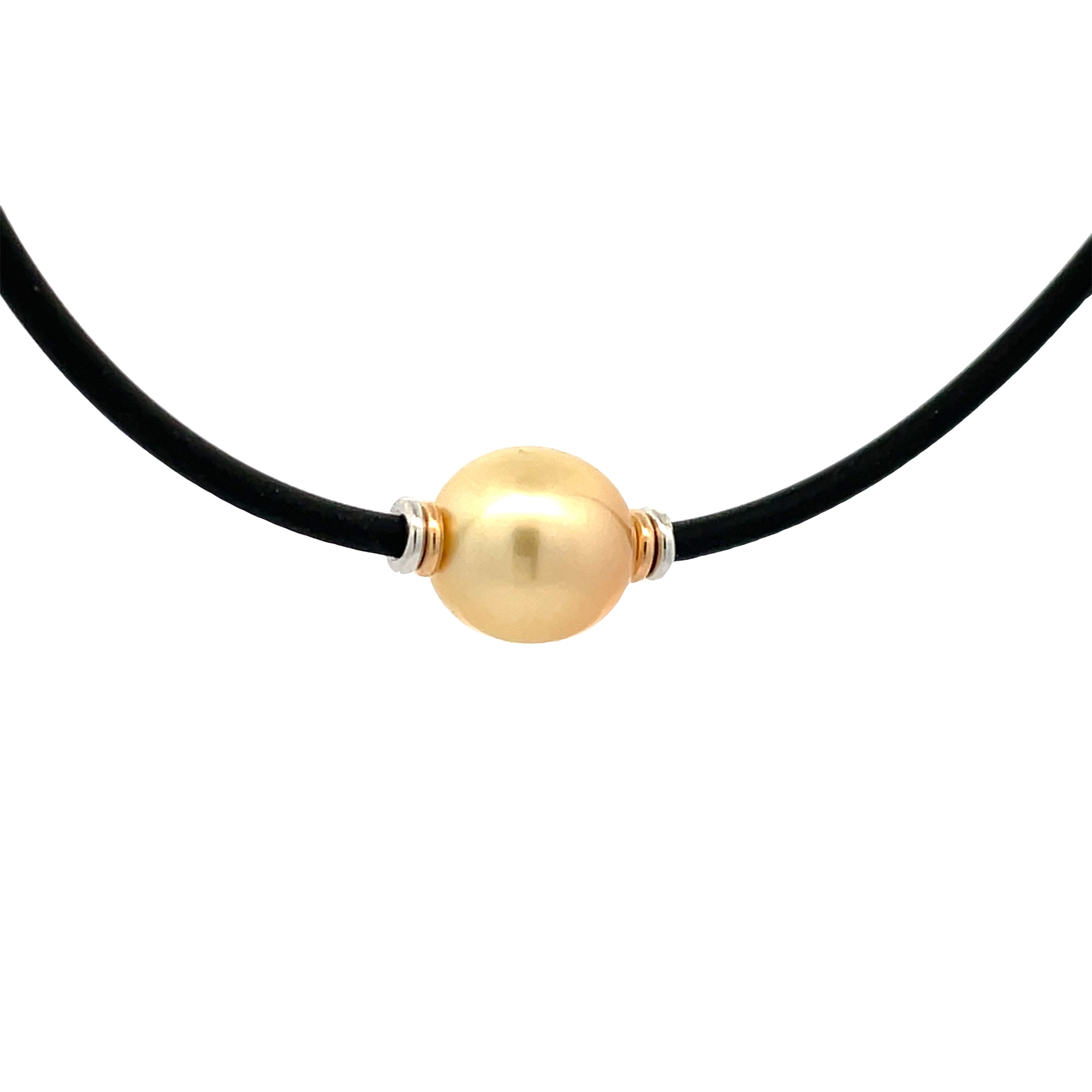 Sterling Silver & 9K Yellow Gold South Sea Cultured 10-11 mm Pearl Neoprene Necklace