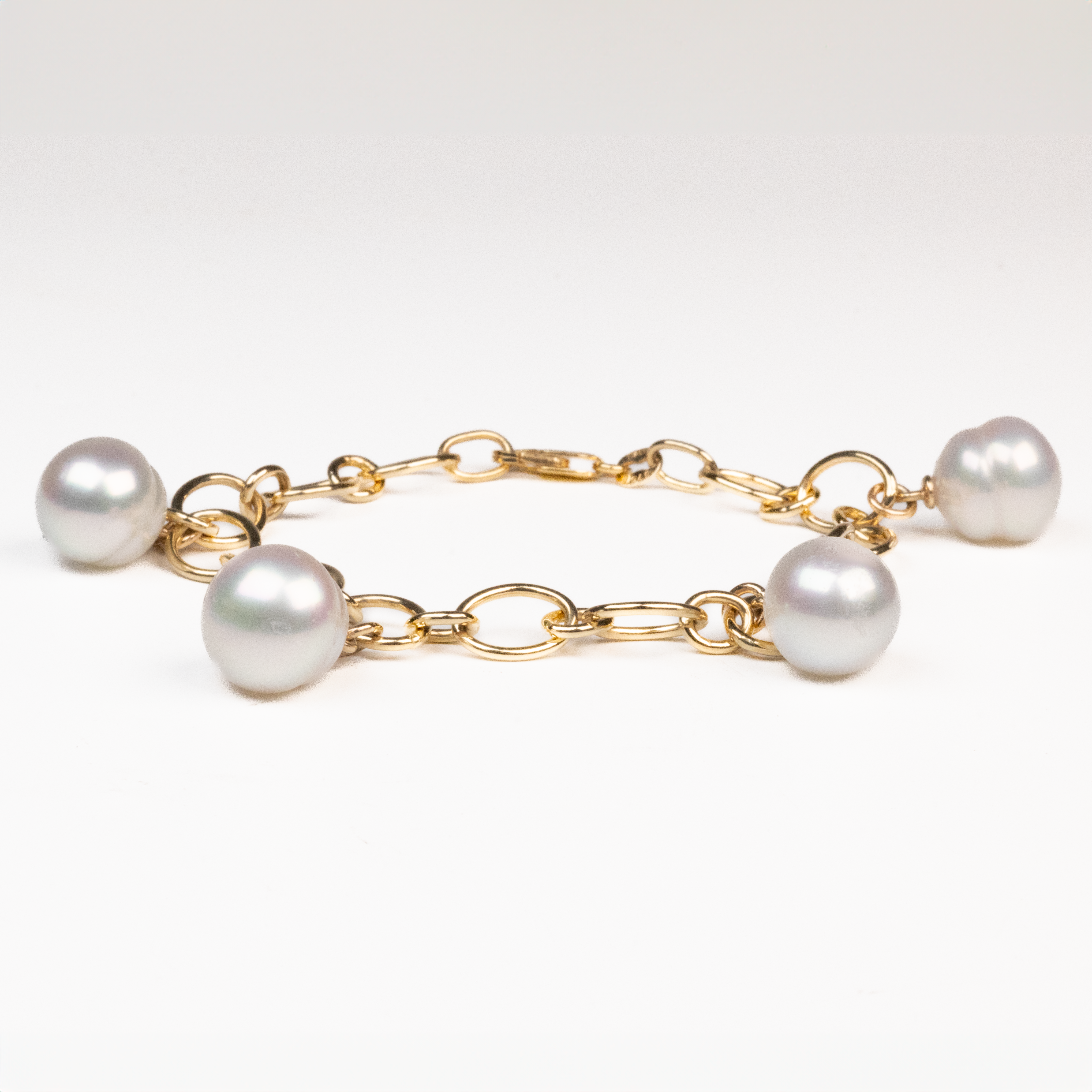 9K Yellow Gold Australian South Sea Cultured 11-12 & 12-13mm Pearl Bracelet 19.5 cm