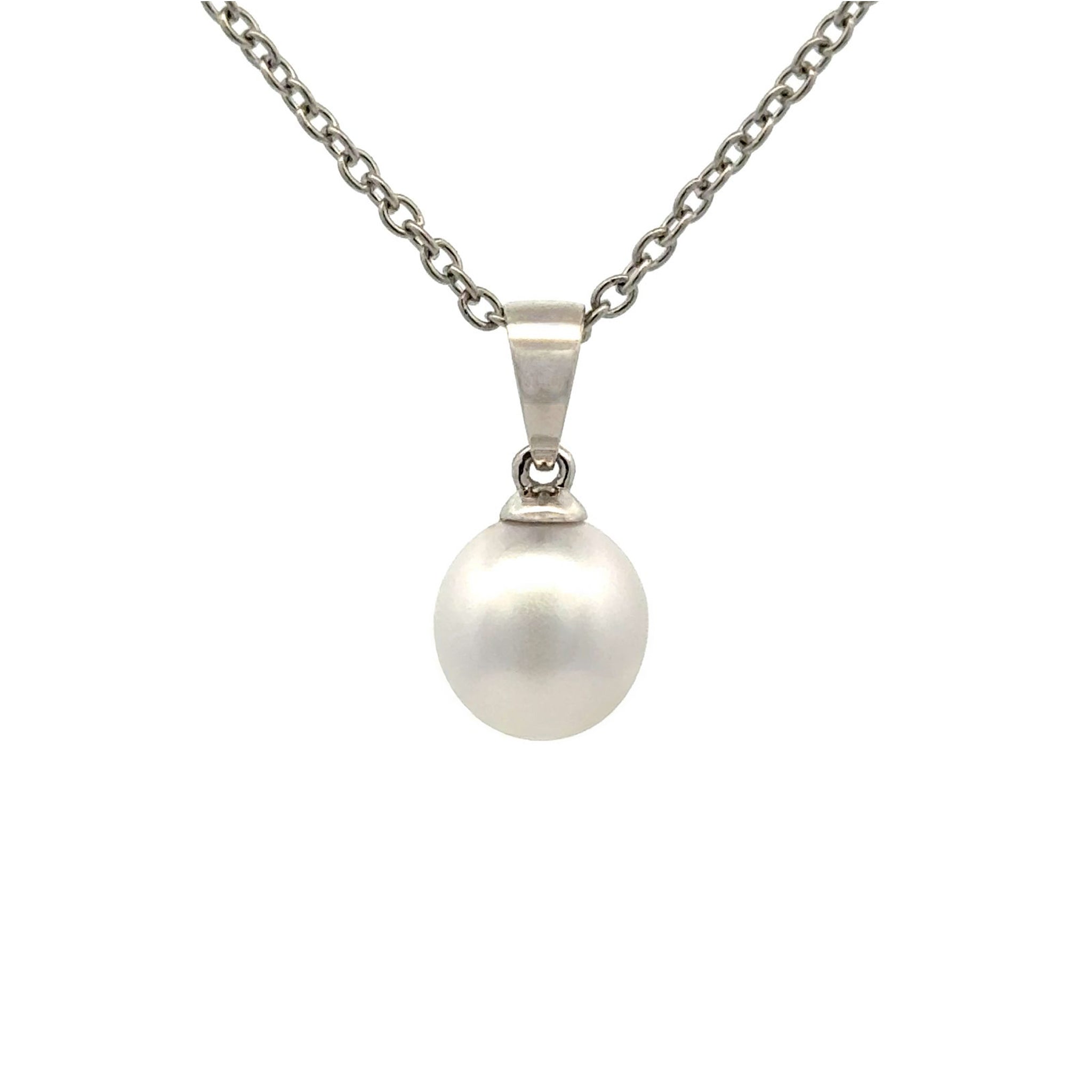 9K White Gold Australian South Sea Cultured 8-9mm Pearl Pendant