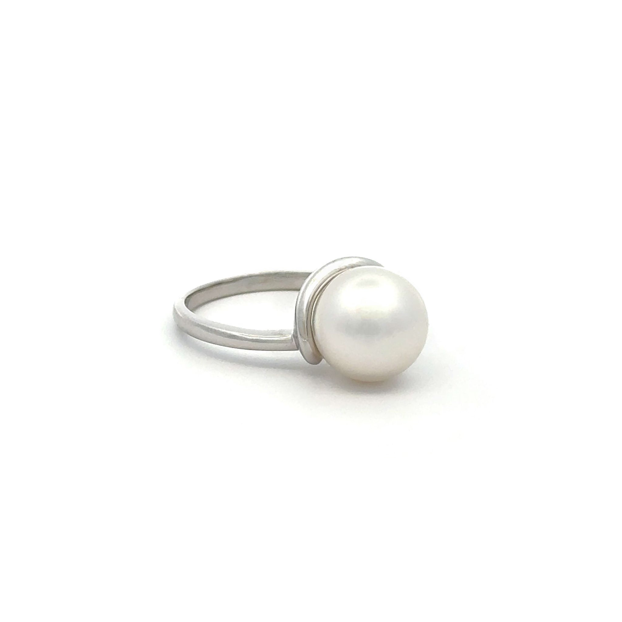 9K White Gold Australian South Sea Cultured 9-10mm Pearl Ring