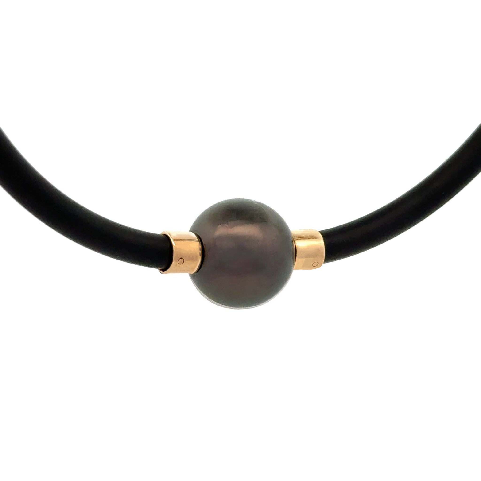 9K Yellow Gold Tahitian Cultured 13-14mm Neoprene Necklace