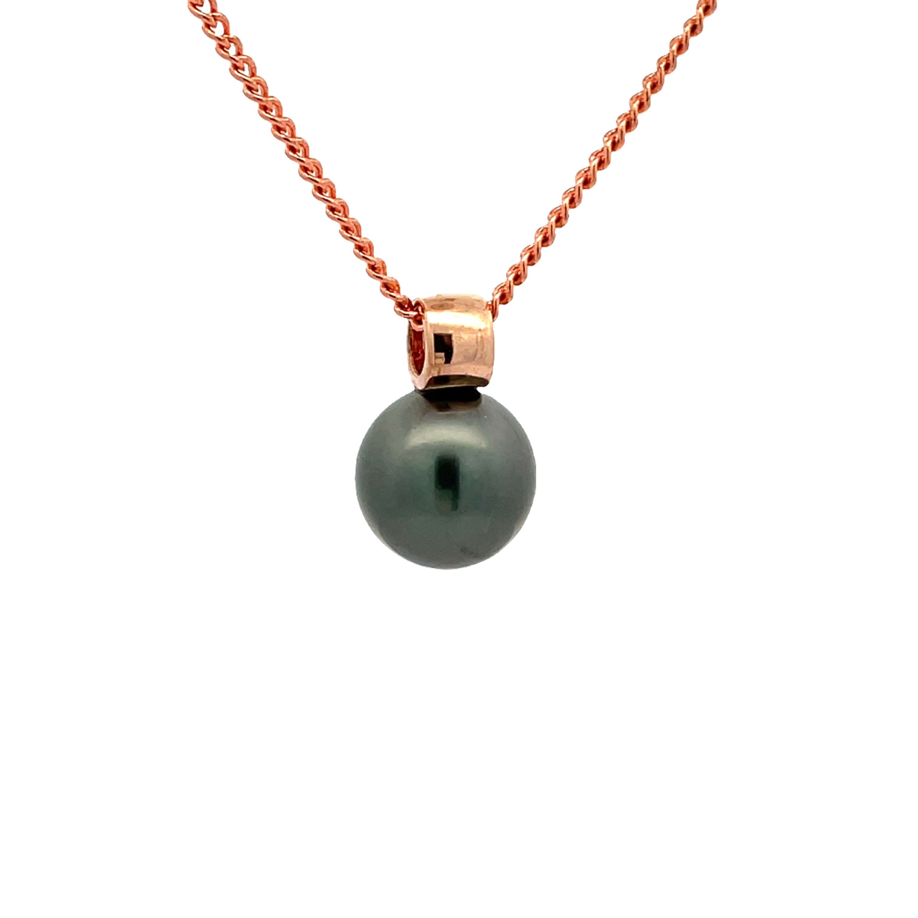 9K Rose Gold Tahitian Cultured 9 - 10 mm Pearl Pendant