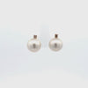 9K Yellow Gold Australian South Sea 10-11mm Cultured Pearl and Argyle Diamond Stud Earrings