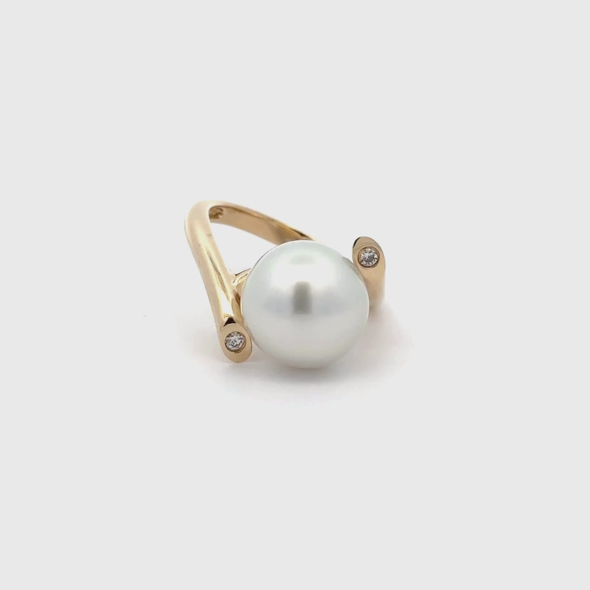 9K Yellow Gold Australian South Sea Cultured 12-13mm Pearl and Diamond Ring