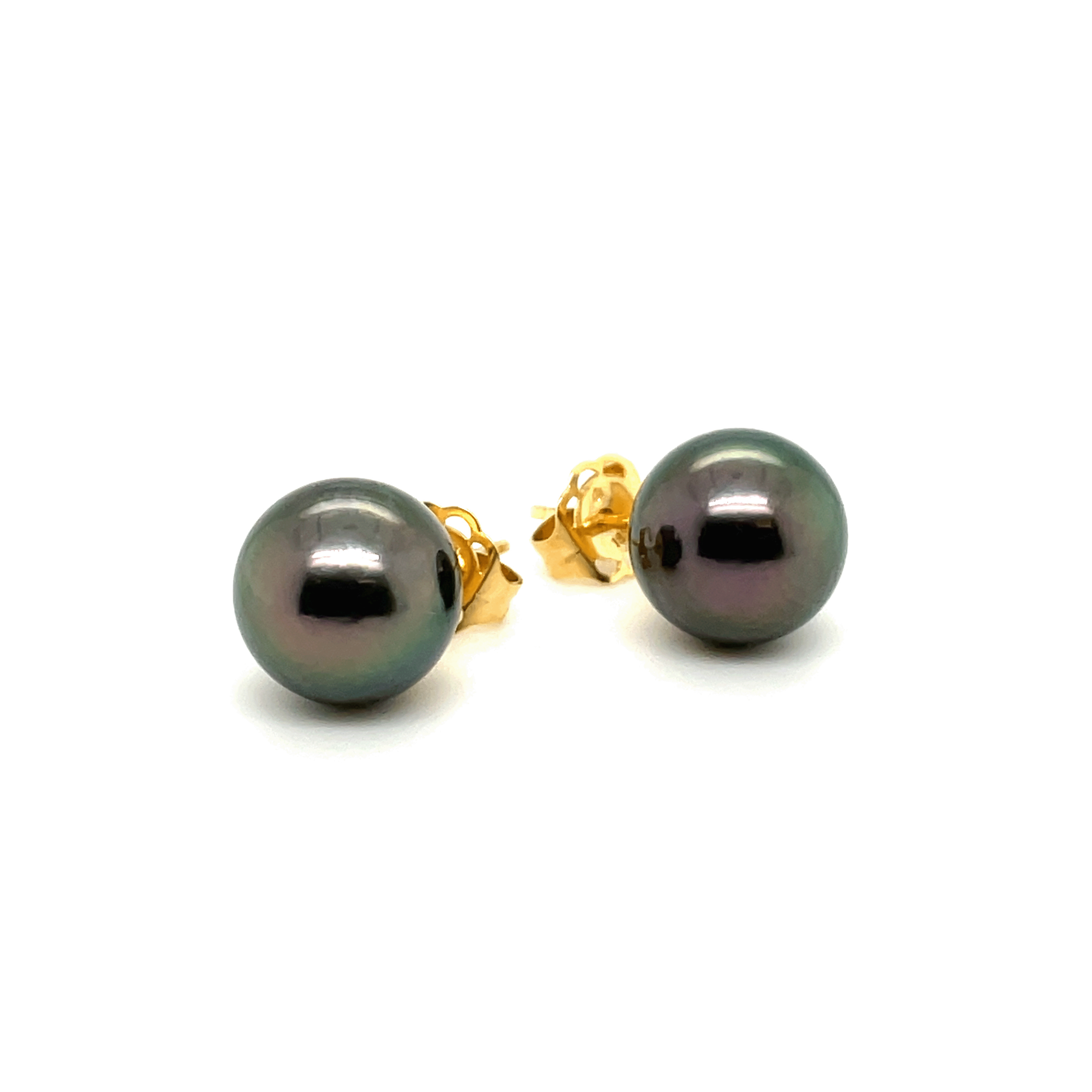 18K Yellow Gold Tahitian Cultured Pearl Stud Earrings