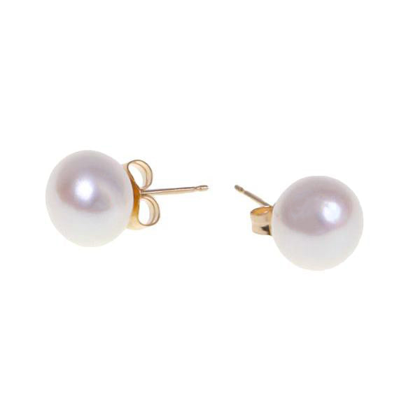 9K Yellwo Gold Freshwater Pearl Stud Earrings