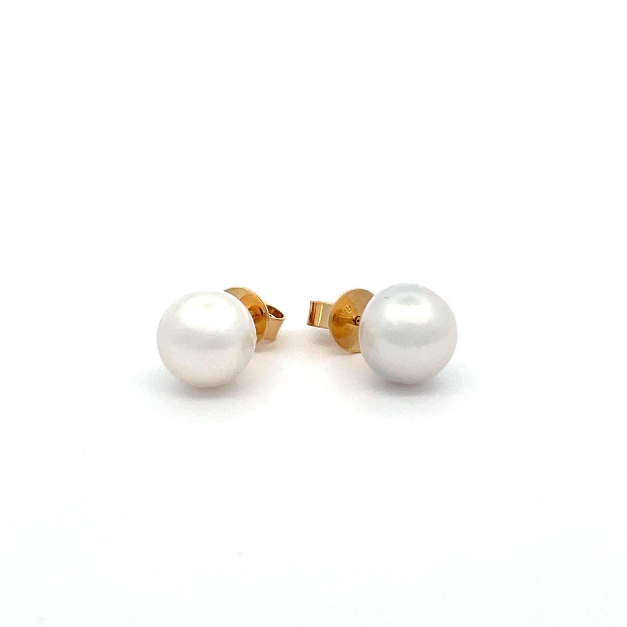 18K Yellow Gold Australian South Sea Cultured Pearl Stud Earrings