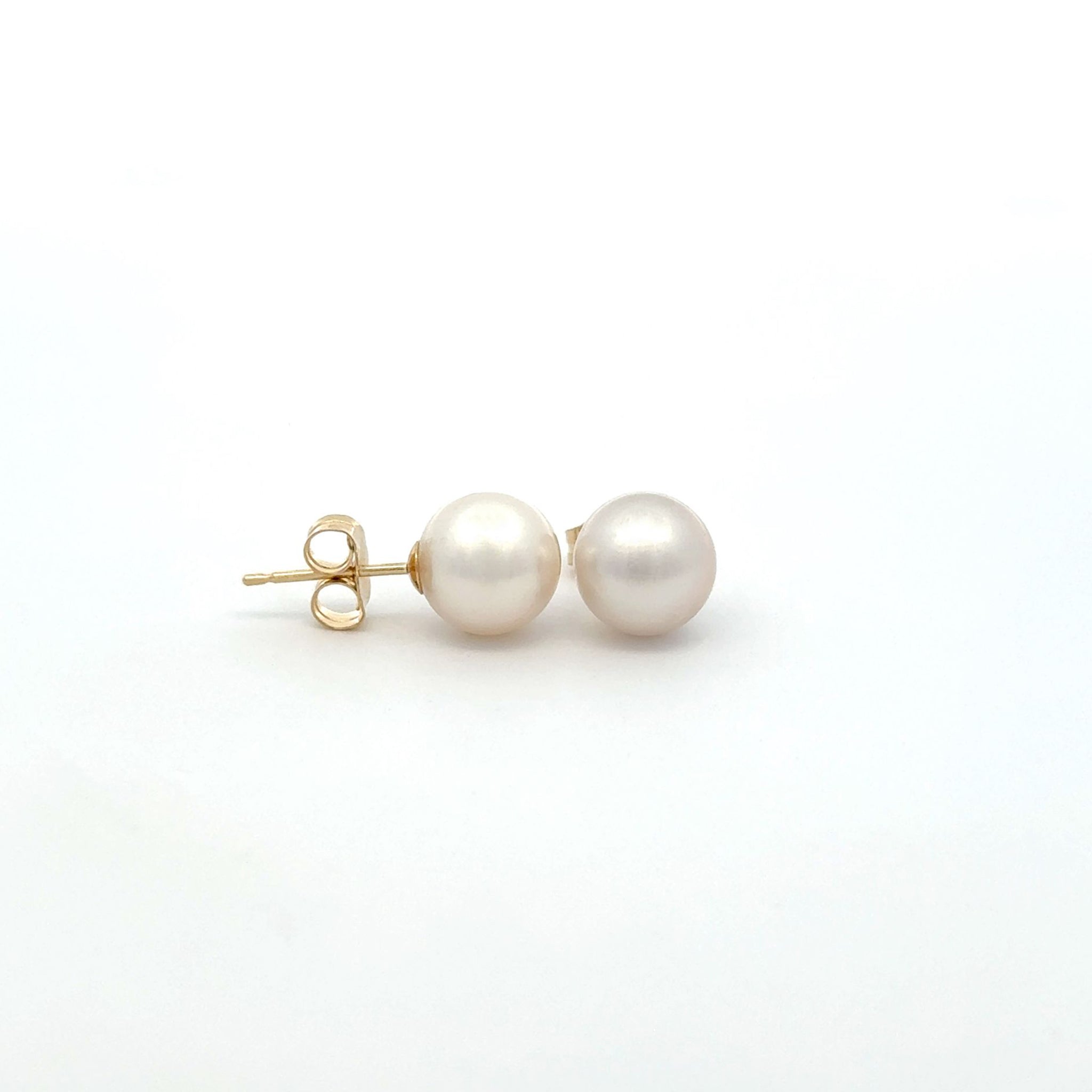 9K Yellow Gold South Sea Cultured 7-8 mm Pearl Stud Earrings