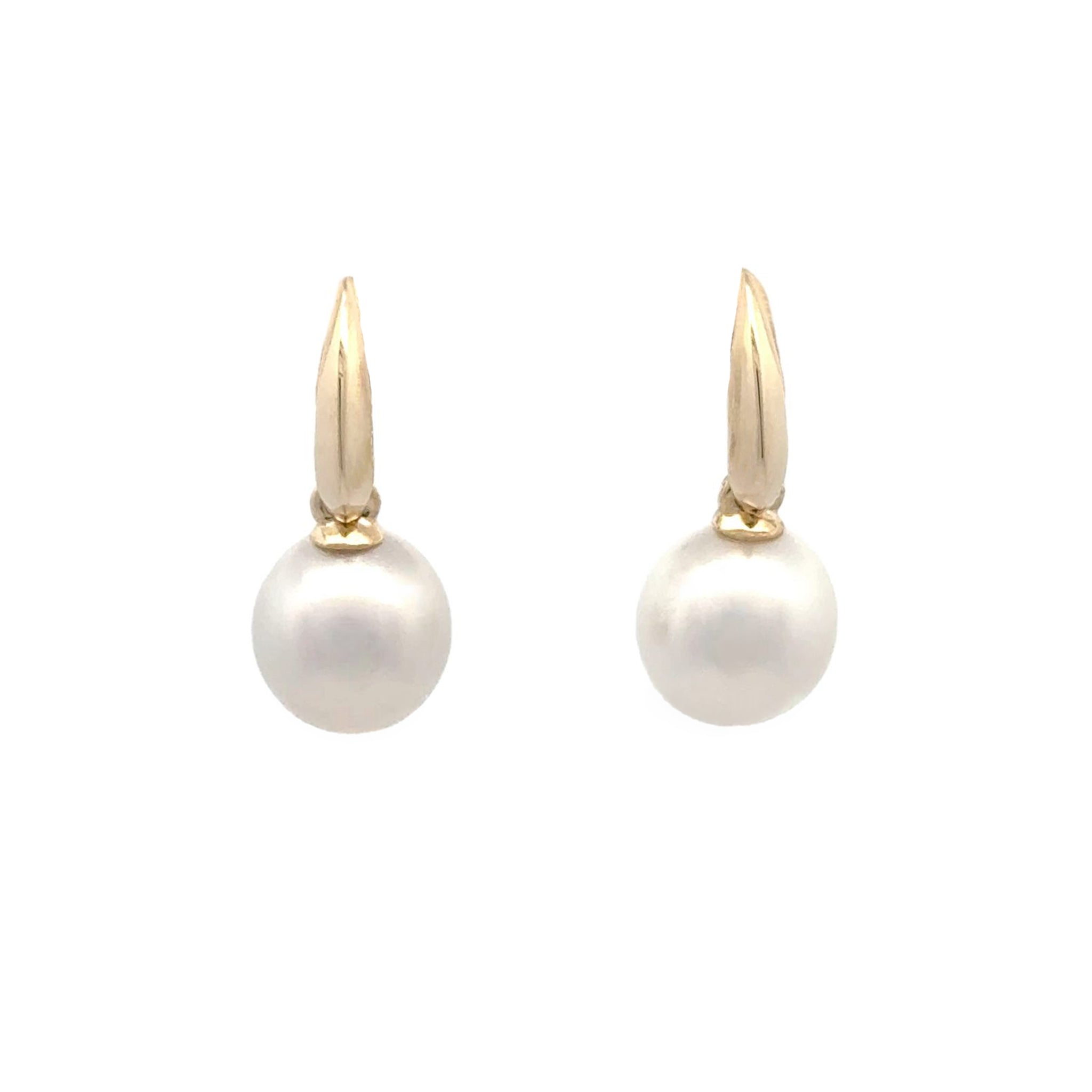 9K Yellow Gold Australian South Sea 8-9mm Cultured Pearl Drop Earrings