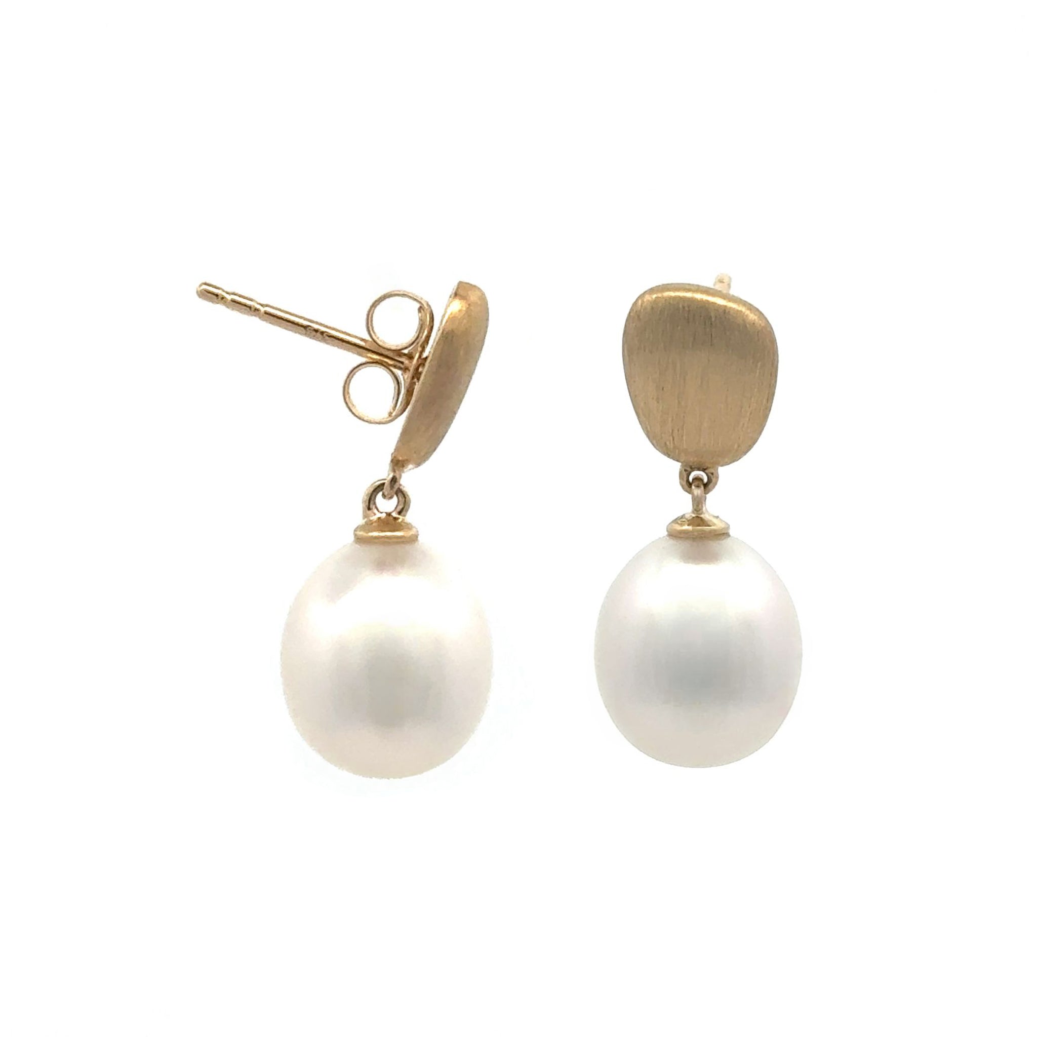 9K Yellow Gold Australian South Sea Cultured 9-10 mm Pearl Drop Earrings