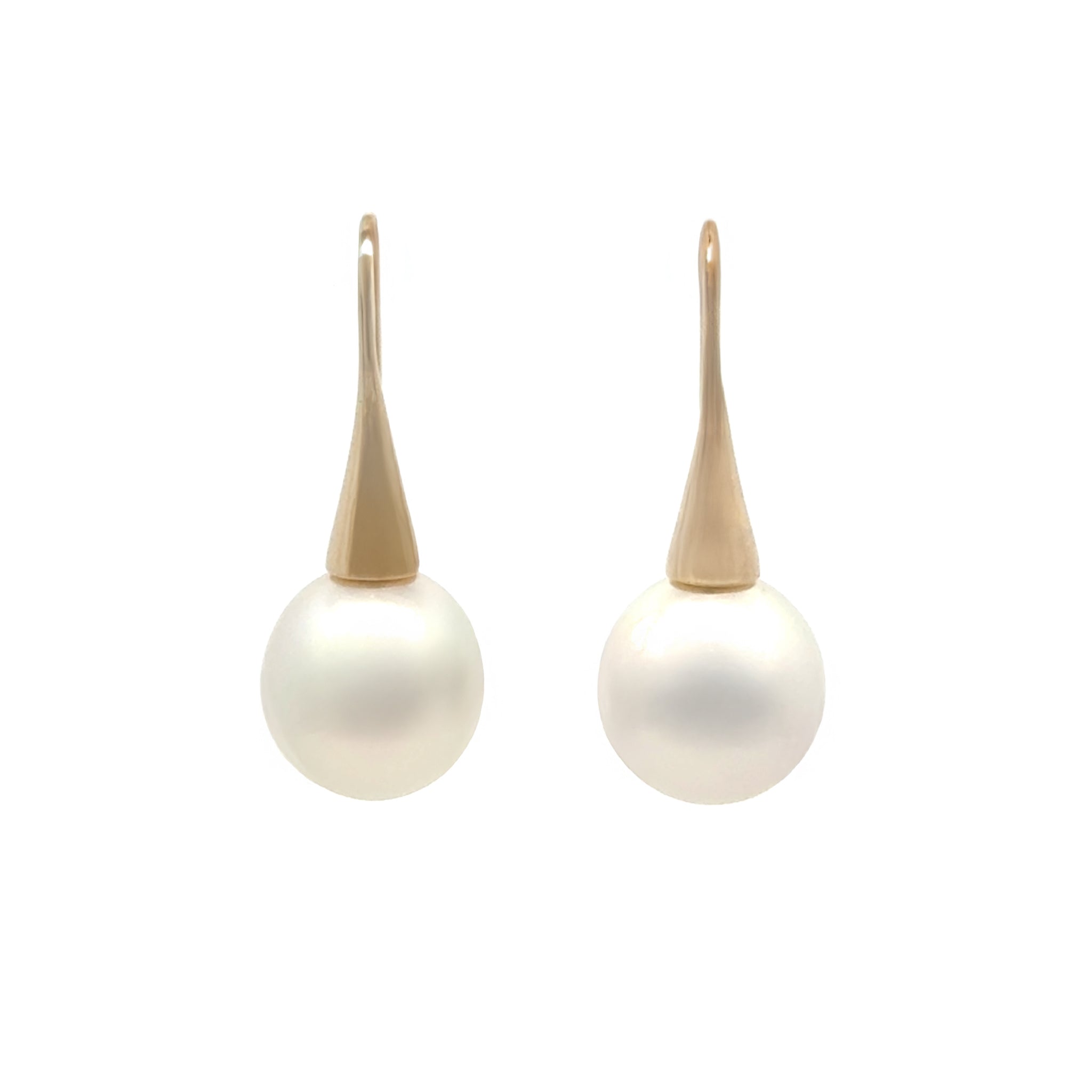 9K Yellow Gold Australian South Sea 11-12mm Cultured Pearl Hook Earrings