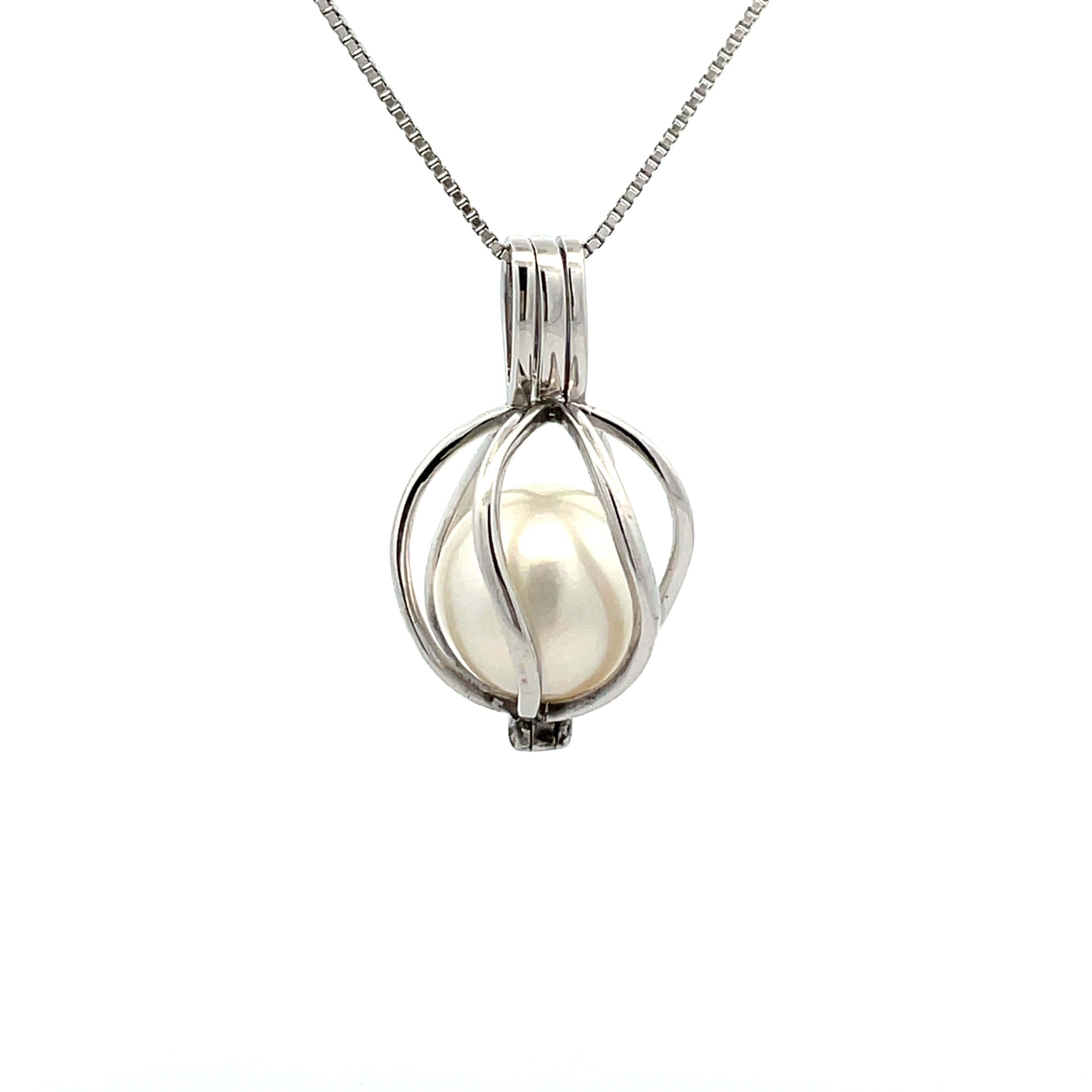 Buy Vintage Caged Faux Pearl Pendant Necklace 8425 15 Silver Tone Chain  Online in India - Etsy