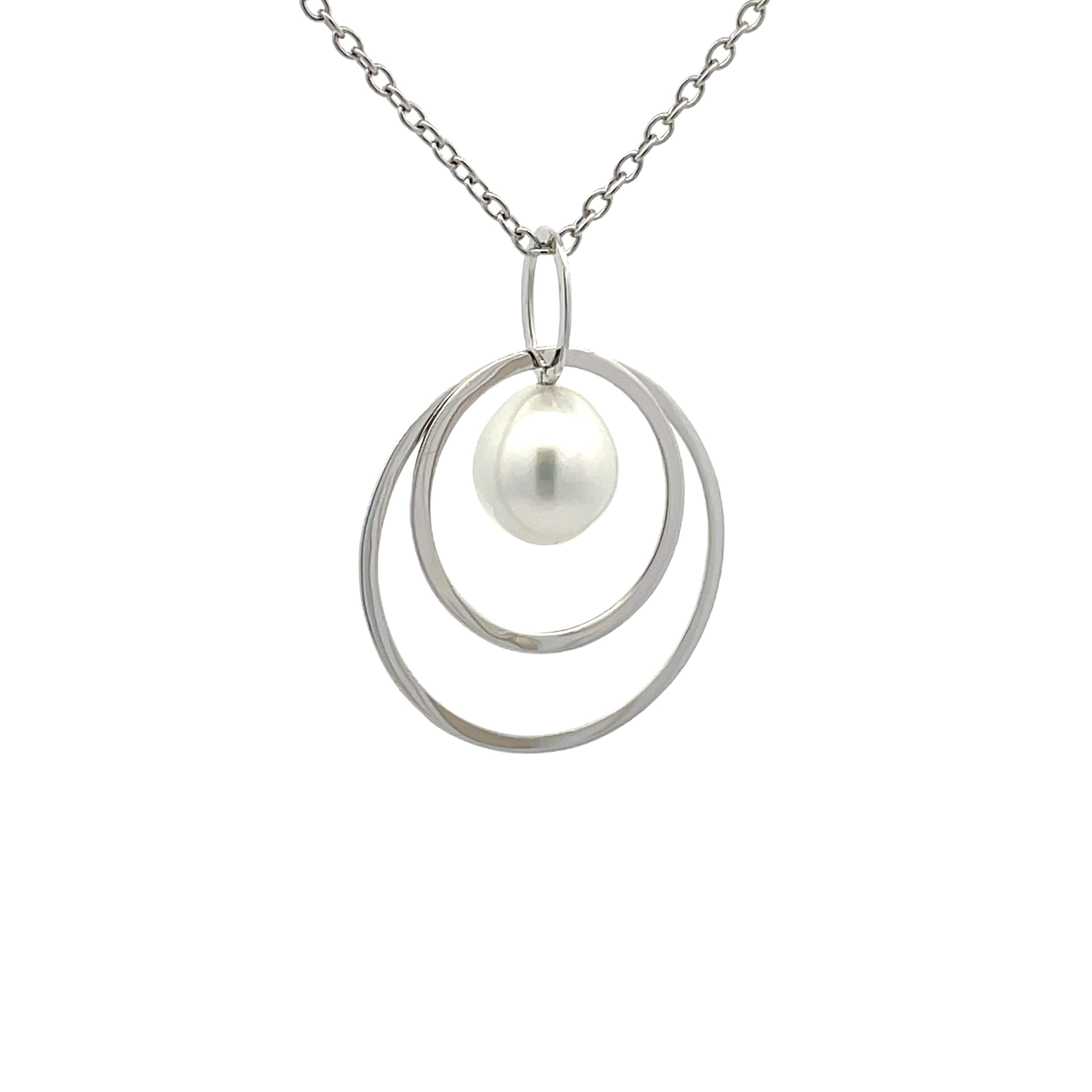 White gold deals pearl pendant necklace