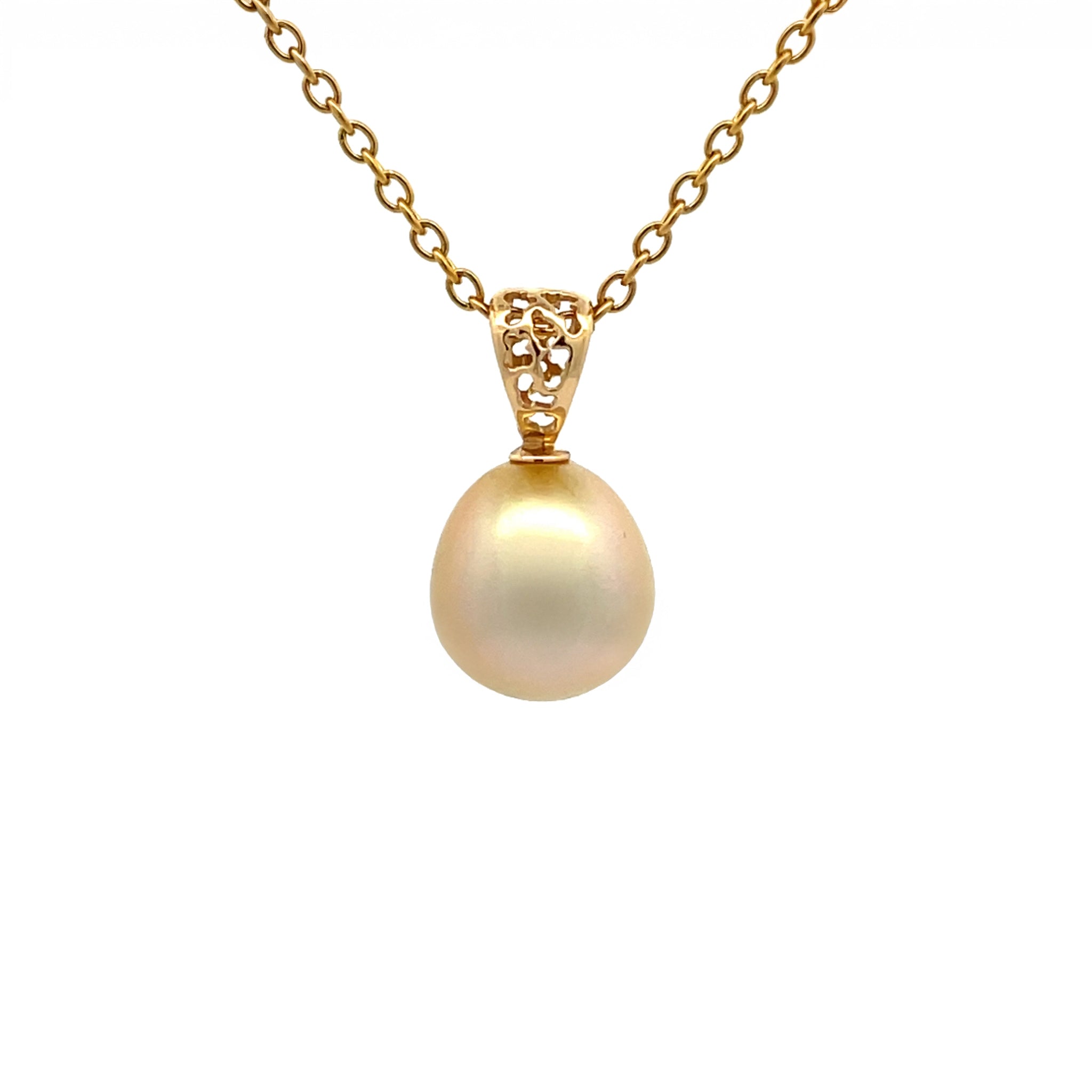 18K Yellow Gold South Sea 10 -11mm Cultured Pearl Pendant